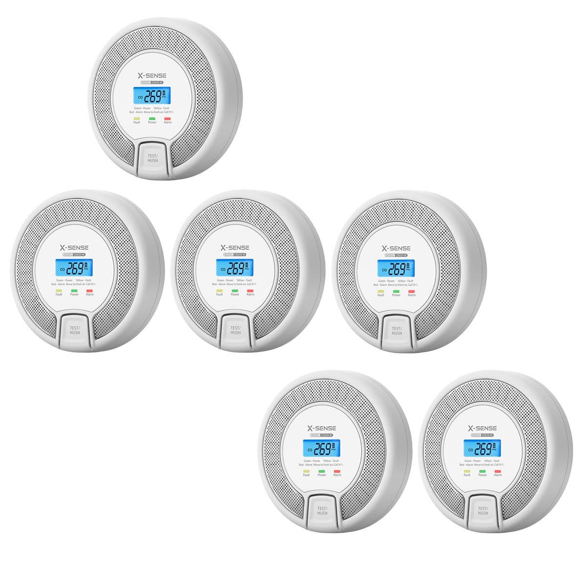 X-SENSE CO03D-W RF-Vernetzter Kohlenmonoxid / CO-Melder (großes Display, wechselbare Batterie)