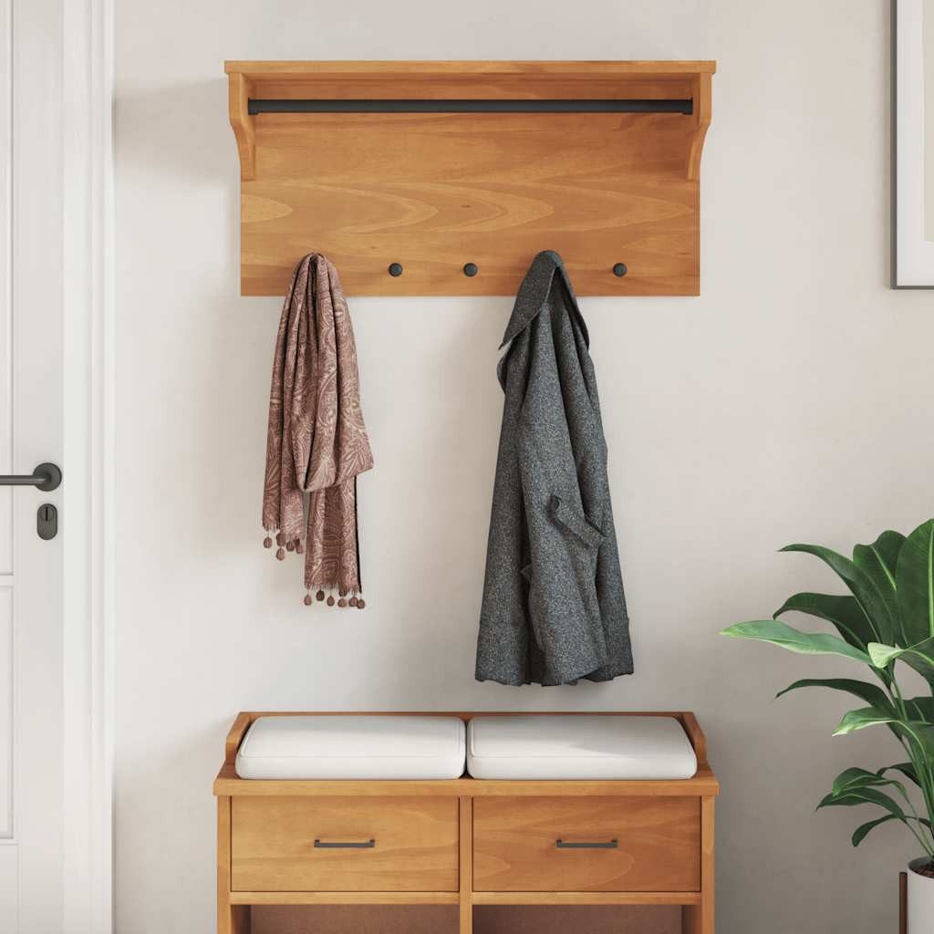 vidaXL Garderobenständer Wandgarderobe SANDNES 87x30x42 cm Massivholz Kiefer, (1 St)