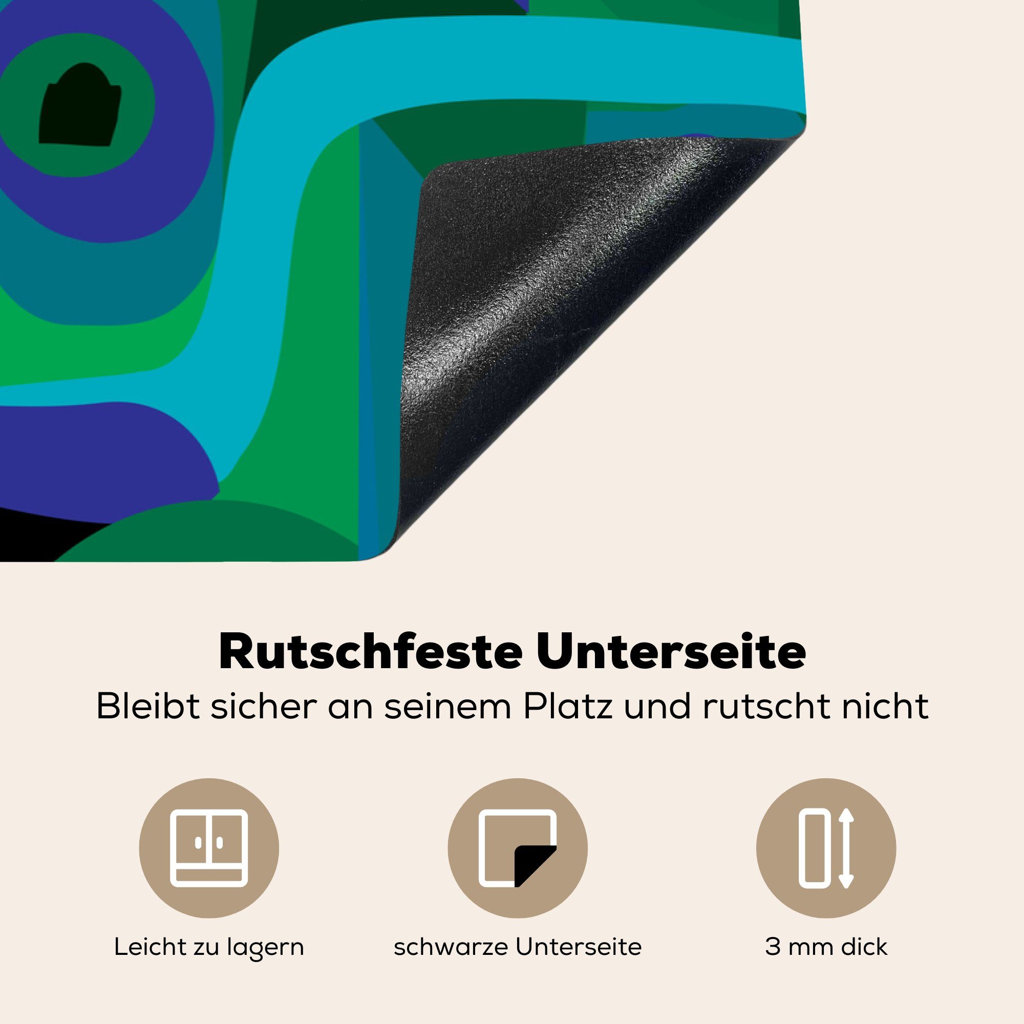 Farn, Vinyl, Induktionskochfeld cm, tlg), (1 mit Abstraktes für einem Schutz Herdblende-/Abdeckplatte Kunstwerk MuchoWow 81x52 küche, die Ceranfeldabdeckung