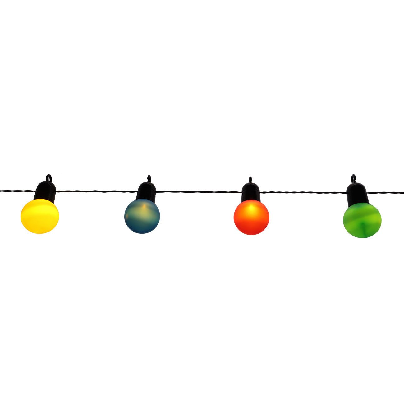 shop'n smile ideoon LED-Lichterkette 4-farbige LED-Lichterkette ca. 4m 20 bunte Glühbirnen IP44 Party-Deko, 4,8m Party-Lichterkette, 20 bunte LED-Gluehbirnen &  – Bild 5 von 5
