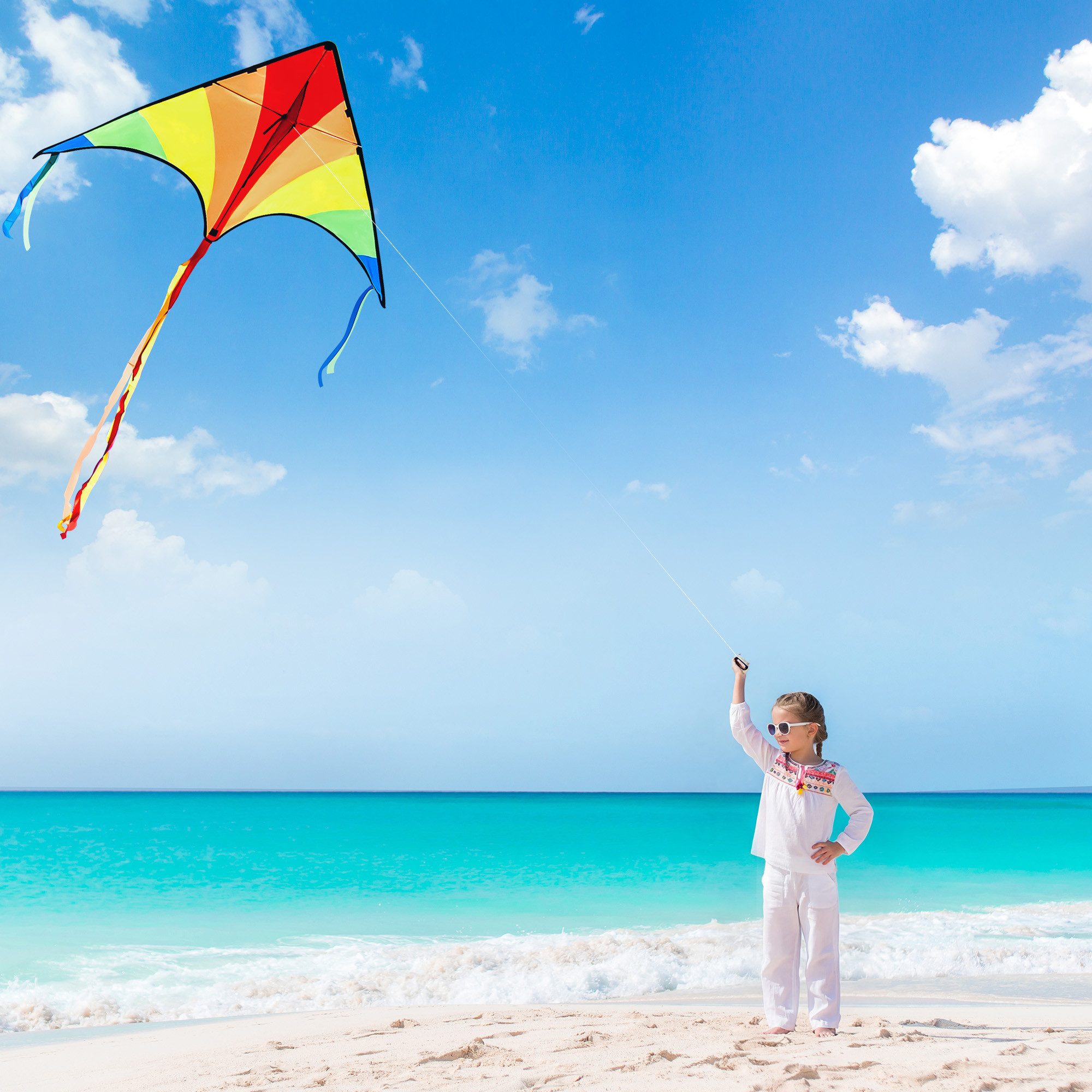 JOYIN Flug-Drache JOYIN 2 Packs Großer Delta Drachen Grün und Regenbogen, (2-tlg)