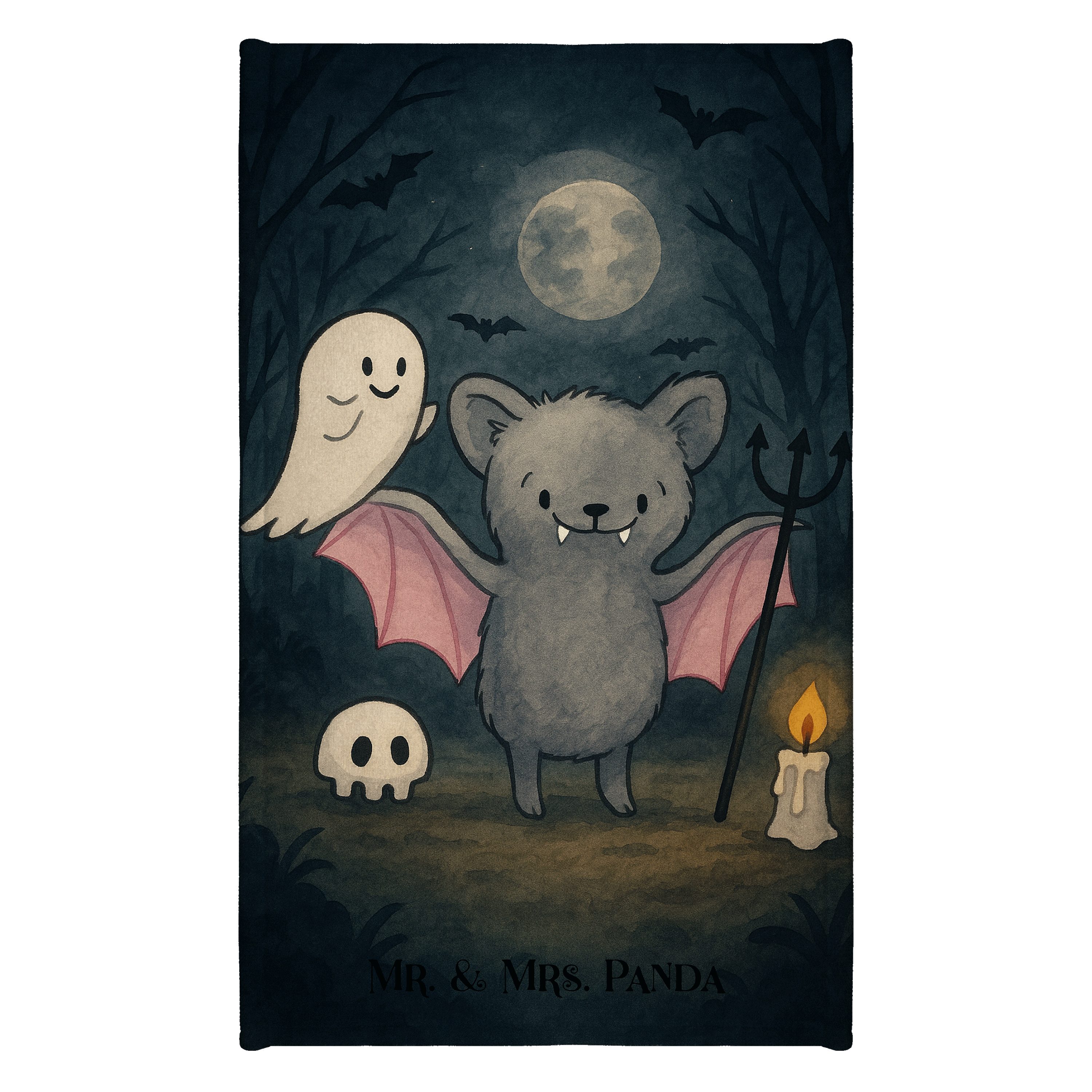 Mr. & Mrs. Panda Handtuch Fledermaus Dracula Design, Handtuch, Weiß, Dekoration, Handtuch Klein, Kunstfaser (Packung), Handtuch Klein Mini-Handtuch Handtuch Gäste-WC