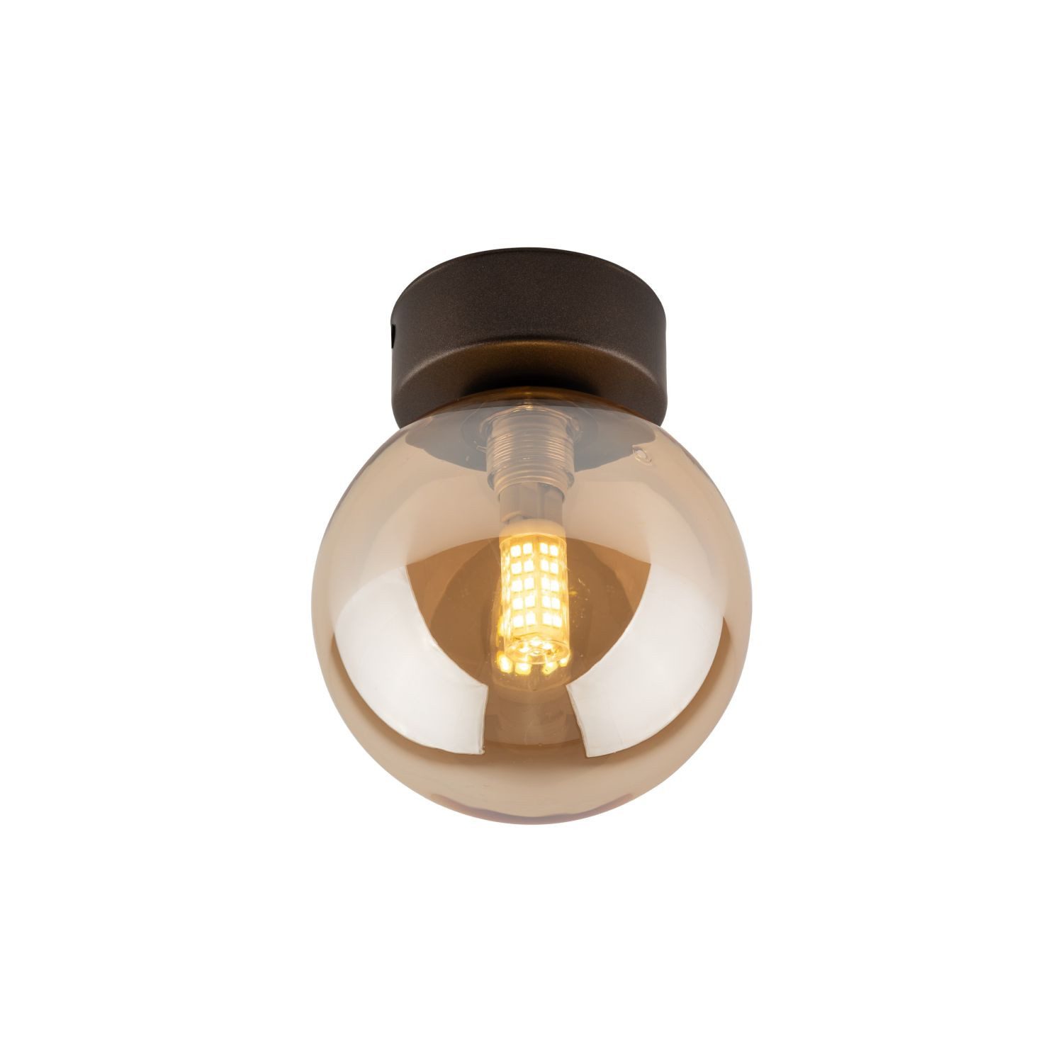 Licht-Erlebnisse Deckenleuchte MIEKE, ohne Leuchtmittel, klein Ø 12 cm rund H: 15 cm Rauchglas Metall G9 Modern