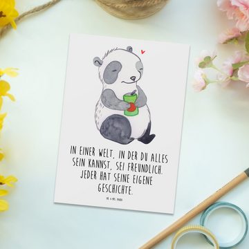 Mr. & Mrs. Panda Postkarte Panda Depression - Weiß - Geschenk, Einladungskarte, Antriebslosigkei, Hochglänzend