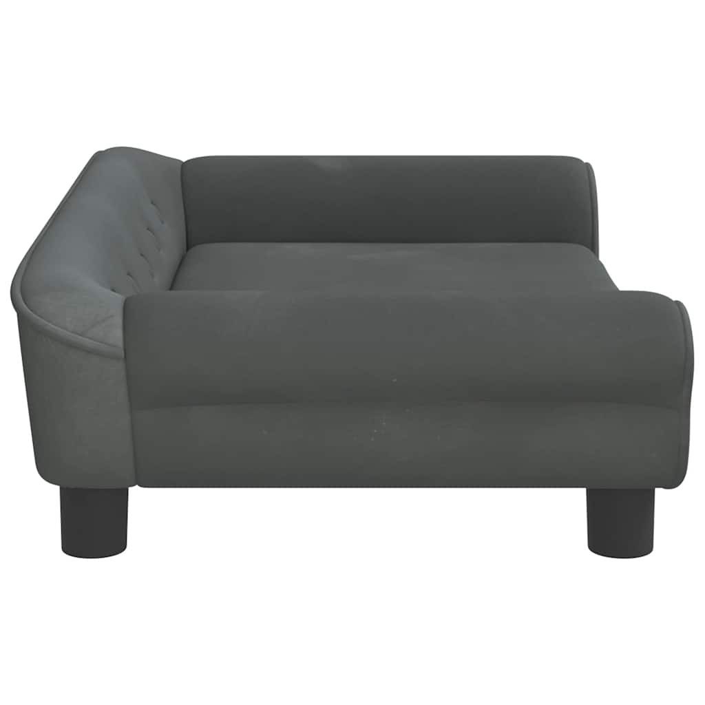 furnicato Hundebett Dunkelgrau 70 x 48 x 22 cm mit Massivholz Rahmen, Samt, Weiches Hundesofa mit Schaumstoffpolsterung für kleine Haustiere – Bild 5 von 5