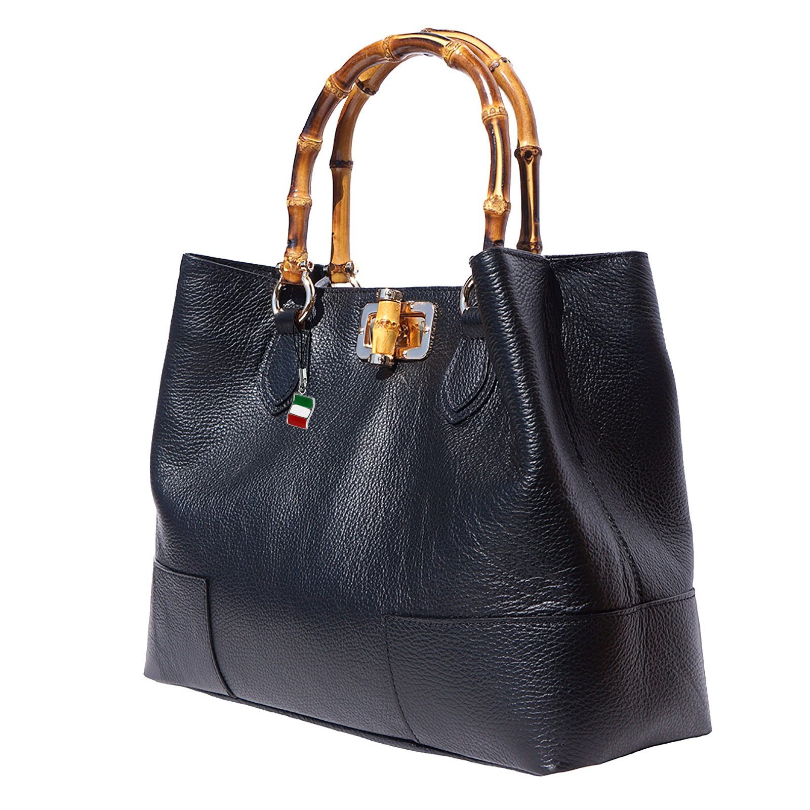 FLORENCE Umhängetasche Florence Echtleder Damen Umhängetasche (Henkeltasche), Damen Leder Henkeltasche, Umhängetasche, schwarz, braun ca. 36cm