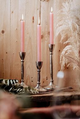 MichaelNoll Kerzenständer 3er Set Kerzenständer Silber Deko Stabkerzen - H 18, 23 und 28 cm