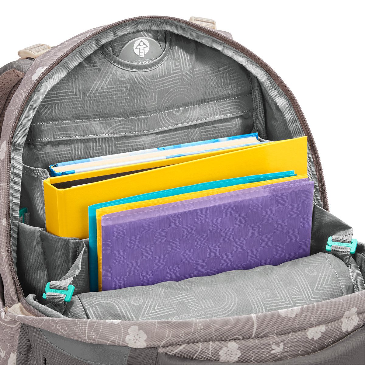 coocazoo Schulranzen Schulrucksack-Set MATE Vanilla Bloom 3-teilig (3-teilig), ergonomisch, Körpergröße: 135 - 180 cm, Easy-Grow-System