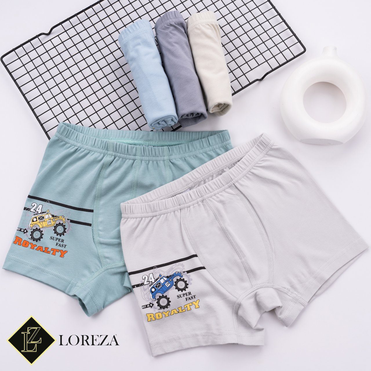 LOREZA Boxershorts 10er Set Jungen Boxershorts - Rallye - Bunt (Spar-Packung, 10-St)