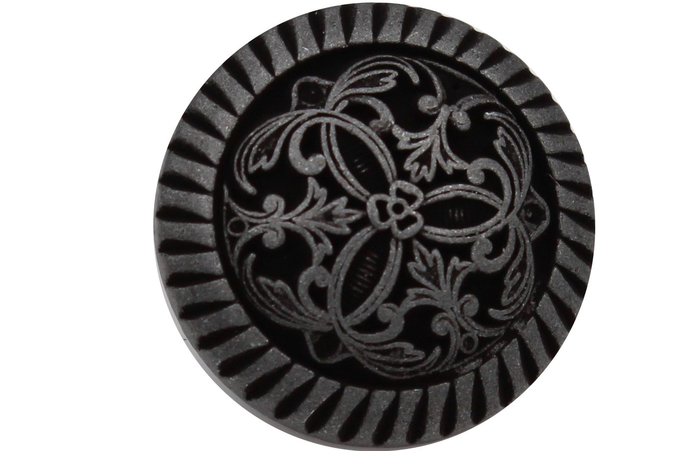 Hartmann-Knöpfe Knopf 10 Stück silber matt schwarz Metallknöpfe edles Muster Ösenknöpfe