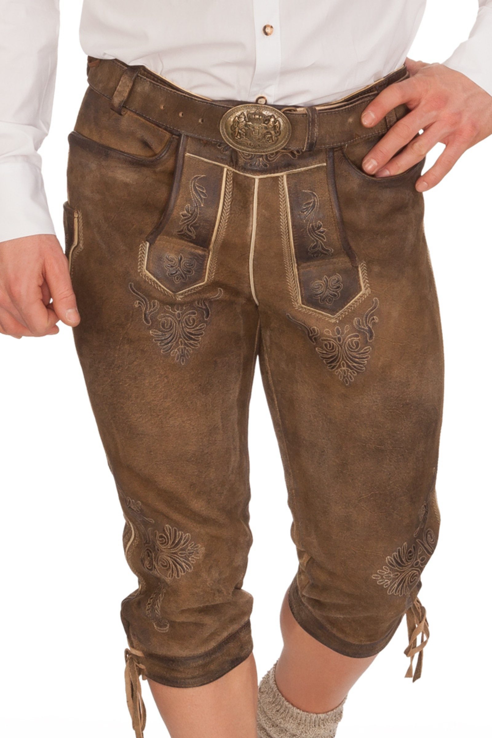 Maddox Trachtenlederhose Kniebundlederhose - SCHÖNSEE - hellbraun günstig online kaufen