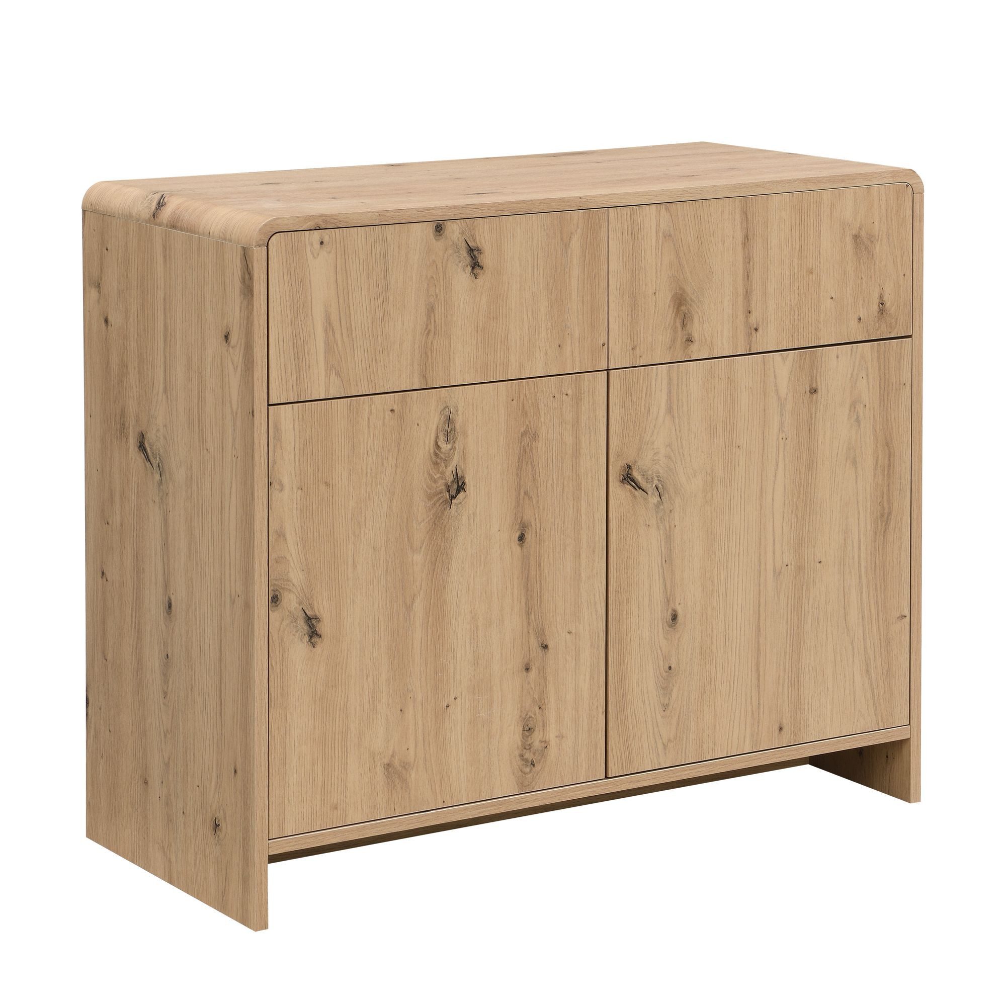 Wohnling Sideboard WL7.644 Kommode Eiche Dekor 88cm Standschrank Anrichte Flurschrank (Schickes Beimöbel mit viel Stauraum), Griffloses Öffnen durch moderne Druckfunktion