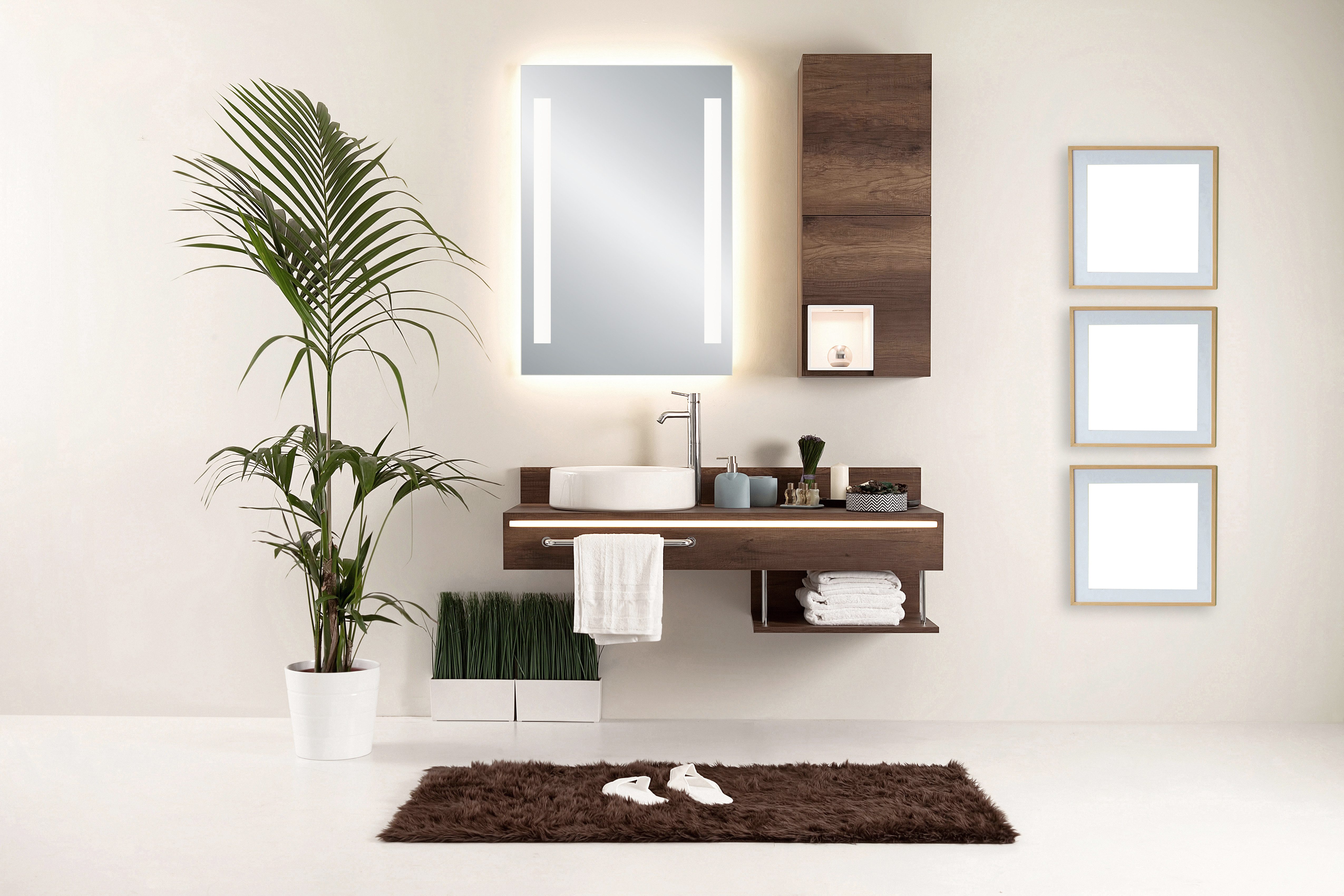 MIRRORS AND MORE LED-Lichtspiegel Lina (1-St), Leuchtspiegel, integriertes Backlight
