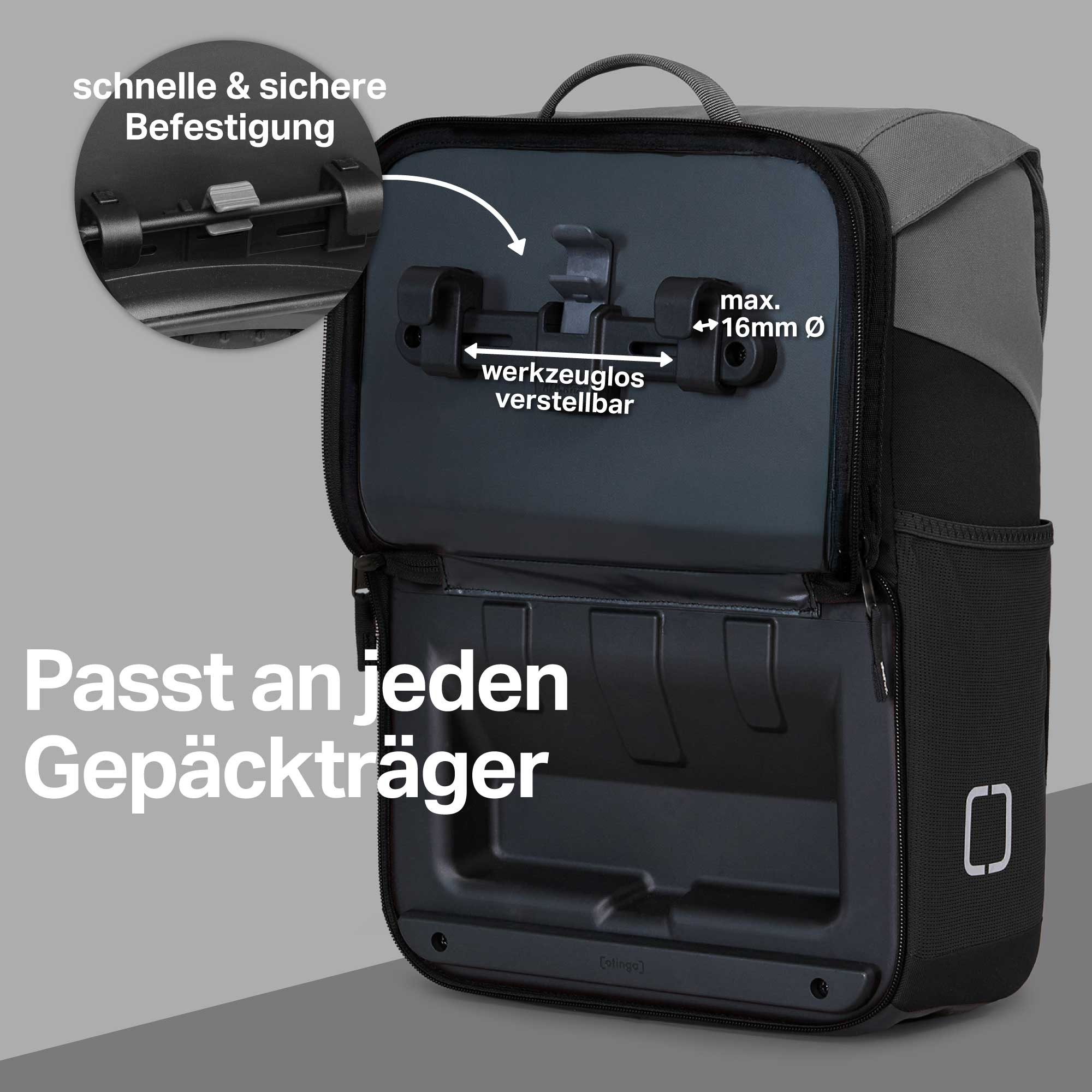 otinga Fahrradtasche Flip Move Fahrradtasche Rucksack Wasserdicht Gepäckträger (19 Liter), 19L Gepäckträgertasche mit Rucksack, Radtasche, in 7 Sekunden umgebau – Bild 3 von 5