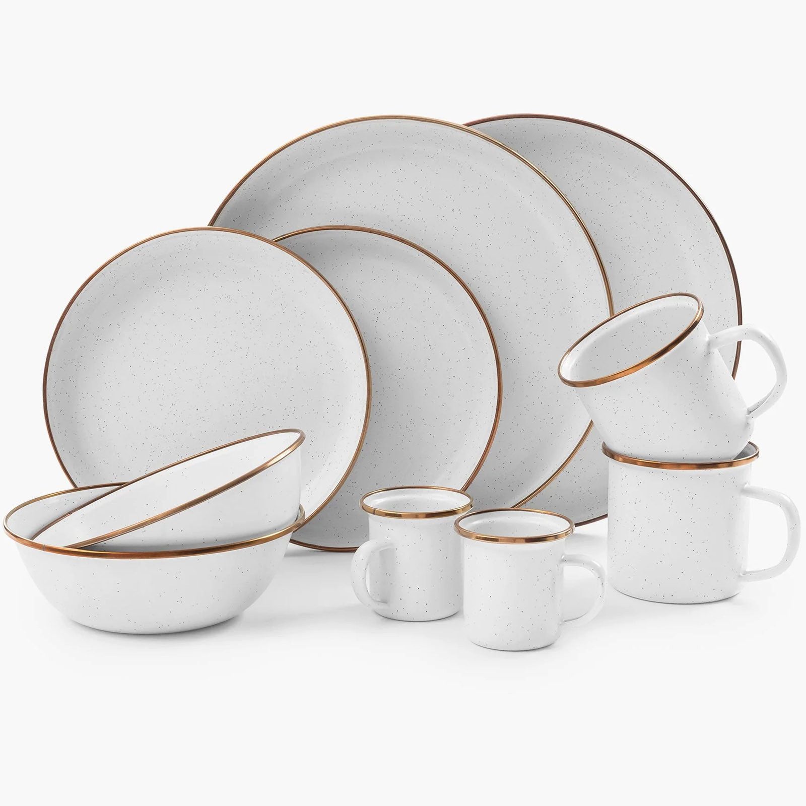 Geschirr-Set Emaille Campinggeschirr Set Teller Schüssel