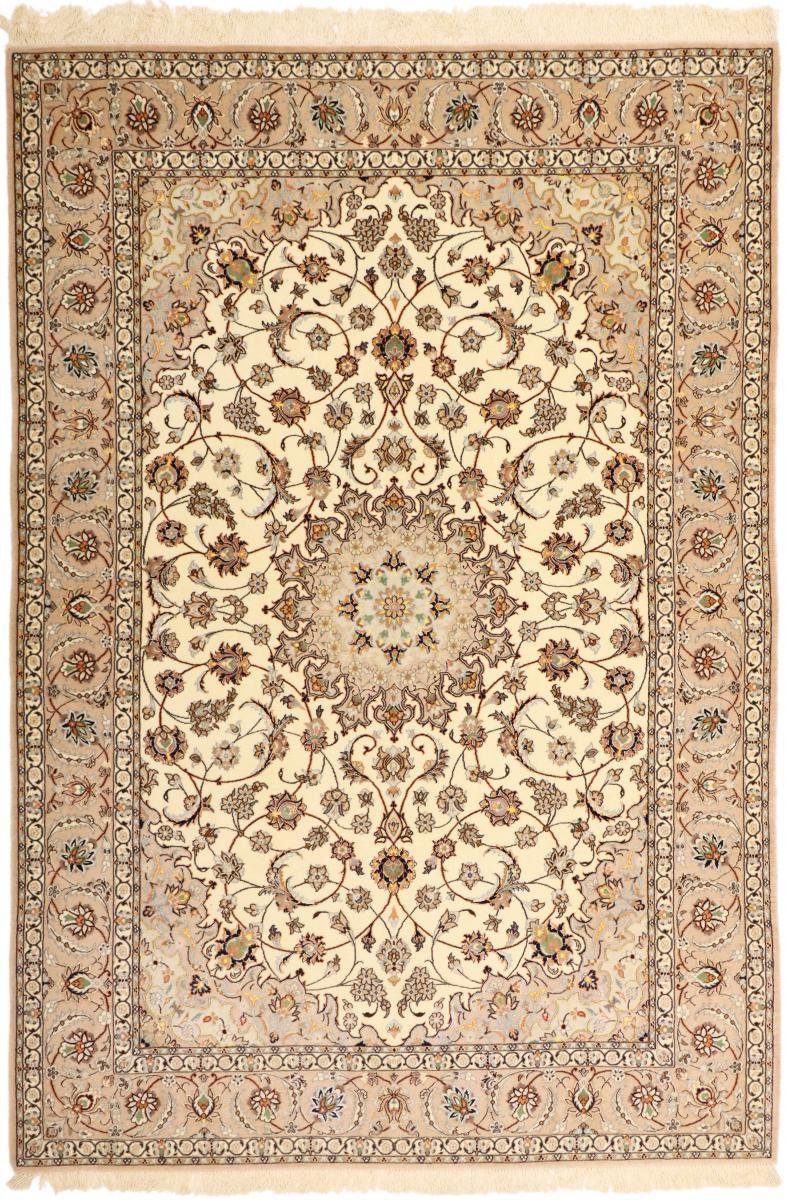 Orientteppich Isfahan Seidenkette 154x227 Handgeknüpfter Orientteppich, Nain Trading, rechteckig, Höhe: 6 mm