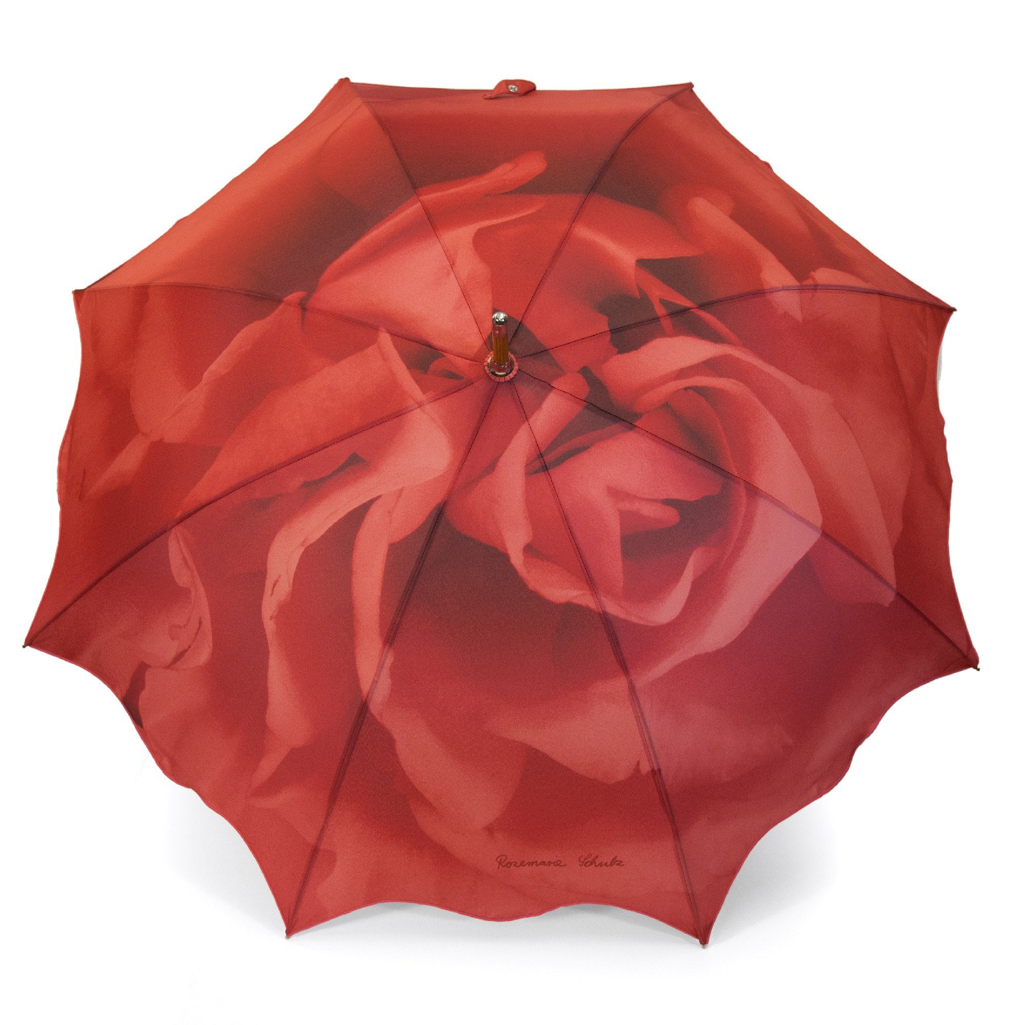 Regenschirm Stockschirm Motiv Rosen Öffnungsautomatik Ledergriff Damenschirm 