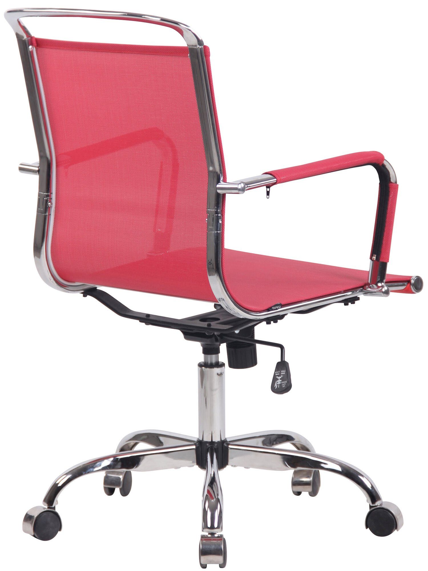 rot Bürostuhl mit Metall chrom Sitzfläche: Rückenlehne ergonomisch Bürostuhl XXL), Netzbezug (Schreibtischstuhl, Chefsessel, bequemer TPFLiving Barney - Drehstuhl, geformter Gestell: