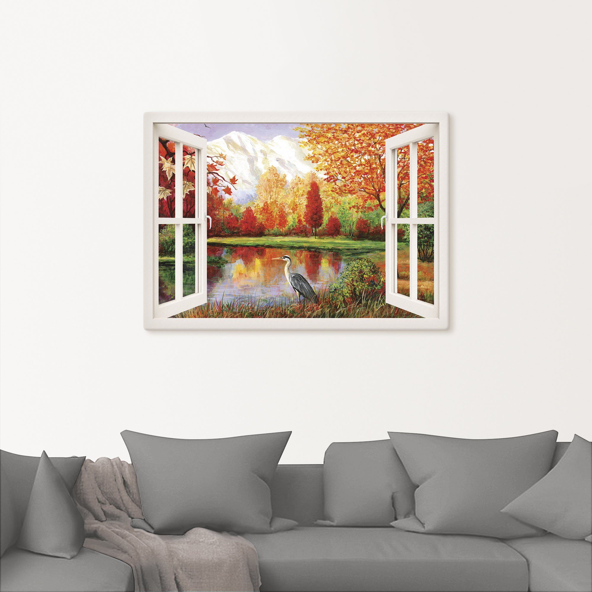 Artland Wandbild »Herbst am See«, Fensterblick (1 Stück), in vielen Größen & Produktarten - Alubild / Outdoorbild für den Außenbereich, Leinwandbild, Poster, Wandaufkleber / Wandtattoo auch für Badezimmer geeignet-kaufen