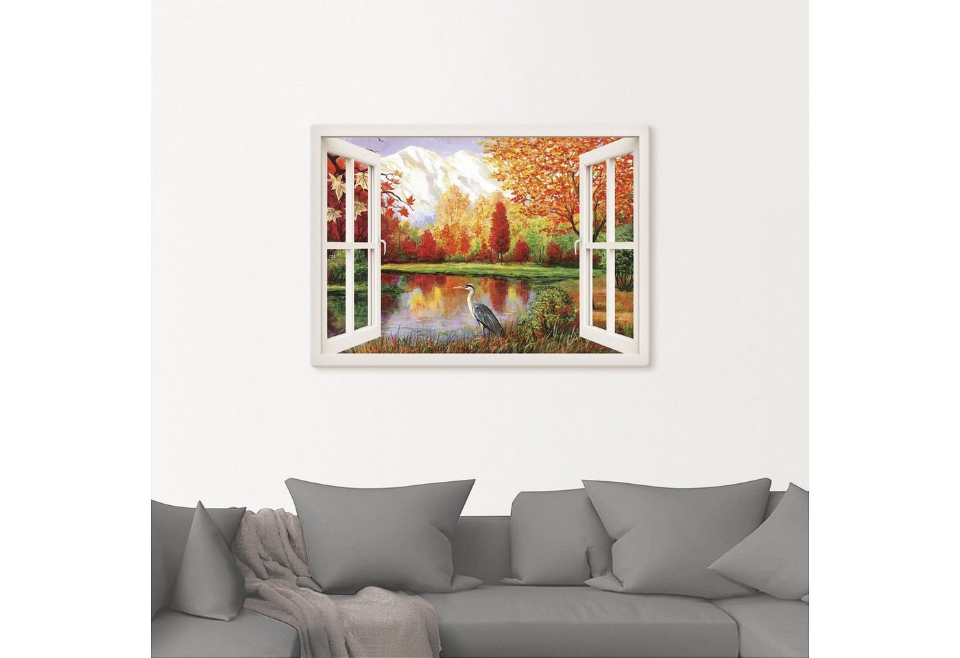 Artland Wandbild »Herbst am See«, Fensterblick (1 Stück), in vielen Größen & Produktarten - Alubild / Outdoorbild für den Außenbereich, Leinwandbild, Poster, Wandaufkleber / Wandtattoo auch für Badezimmer geeignet-kaufen