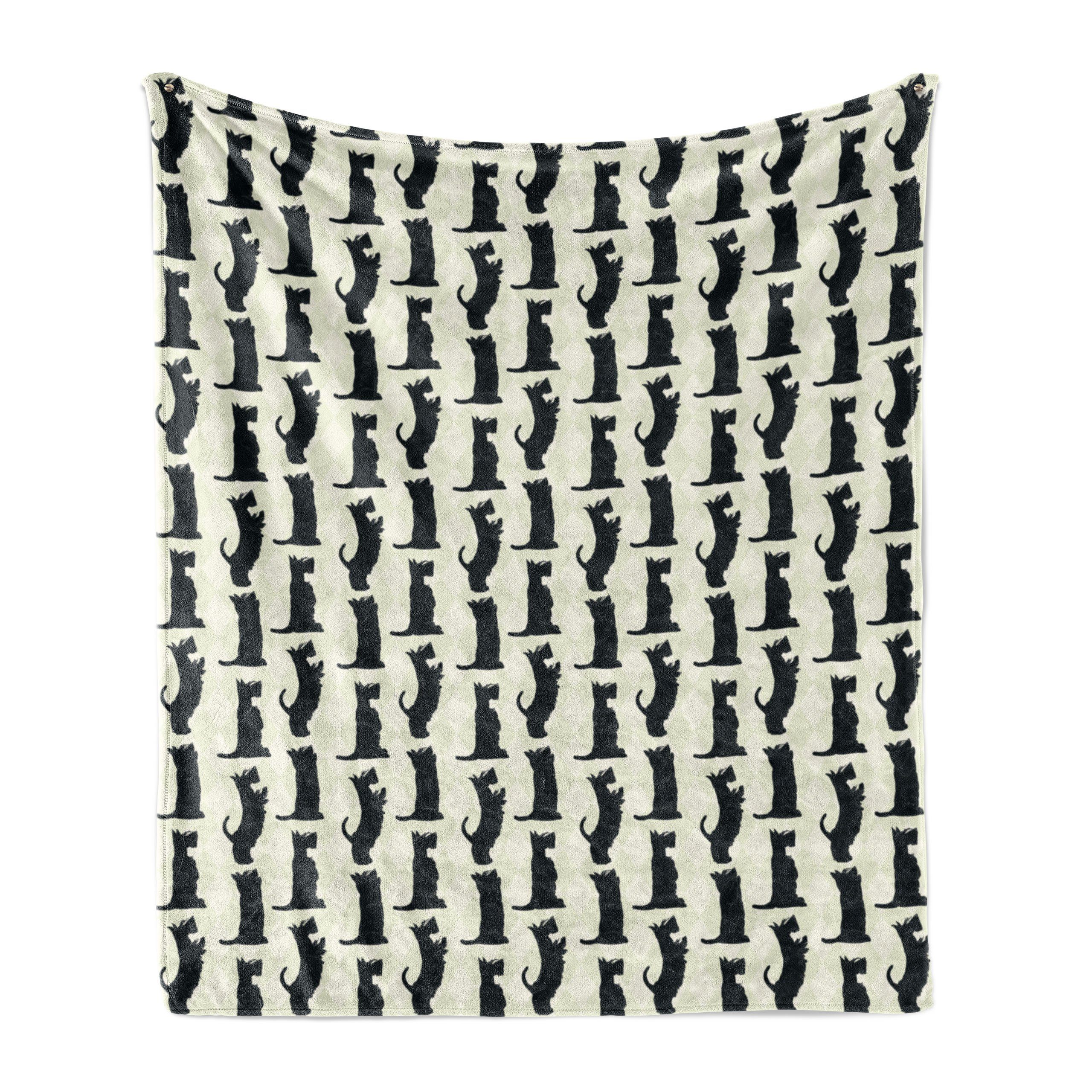 Wohndecke Gemütlicher Plüsch für den Checkered Scottie Abakuhaus, Dog Außenbereich, Rhombus-Motiv und Innen