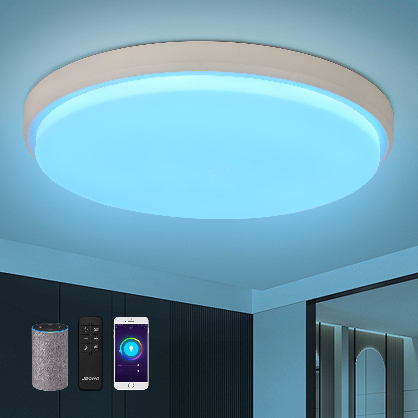 JDONG LED Deckenleuchte Dimmbar mit Fernbedienung, APP Sprachsteuerung, Wla günstig online kaufen