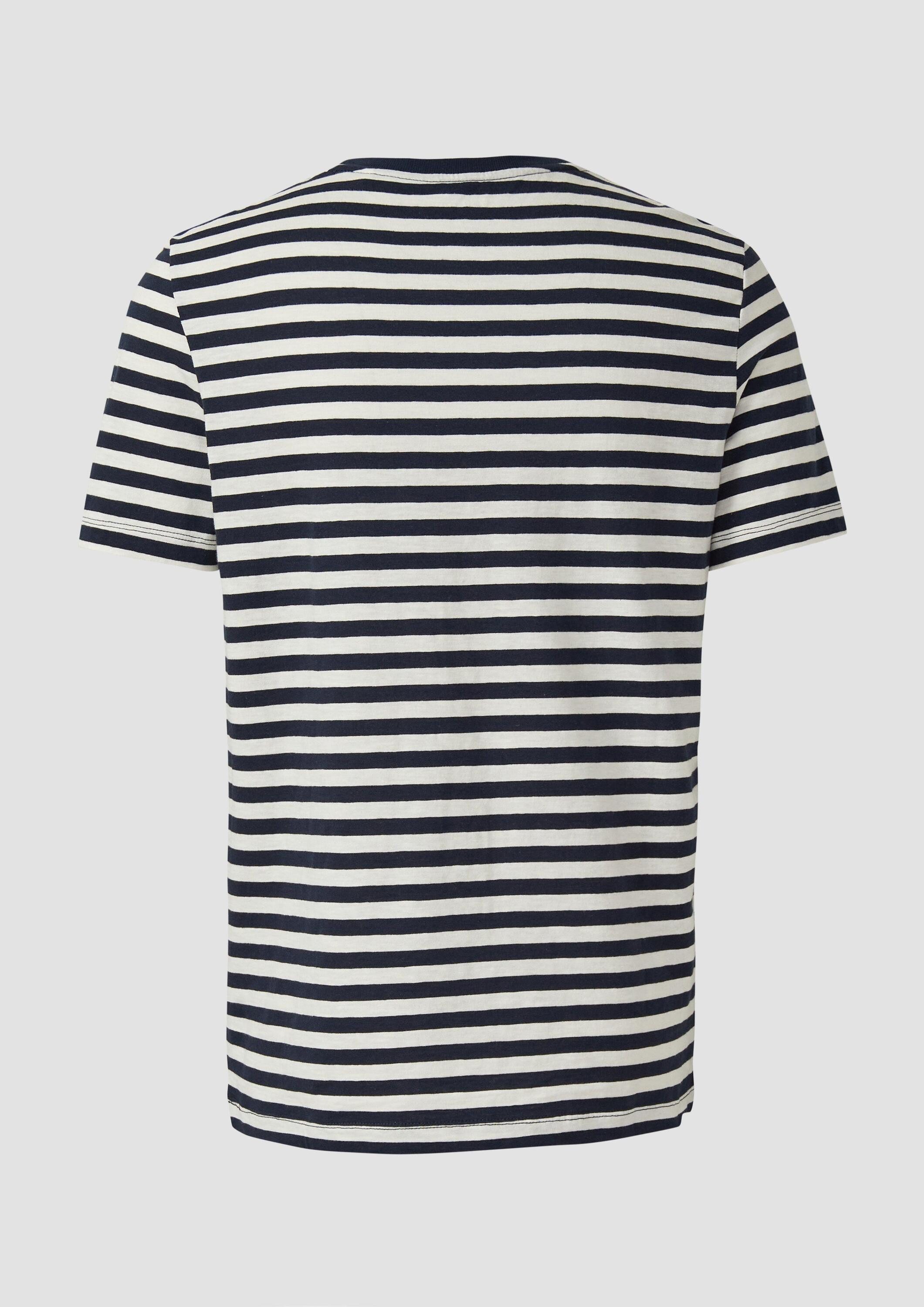 s.Oliver Kurzarmshirt T-Shirt Gestreiftes T-Shirt in Flammgarnstruktur günstig online kaufen