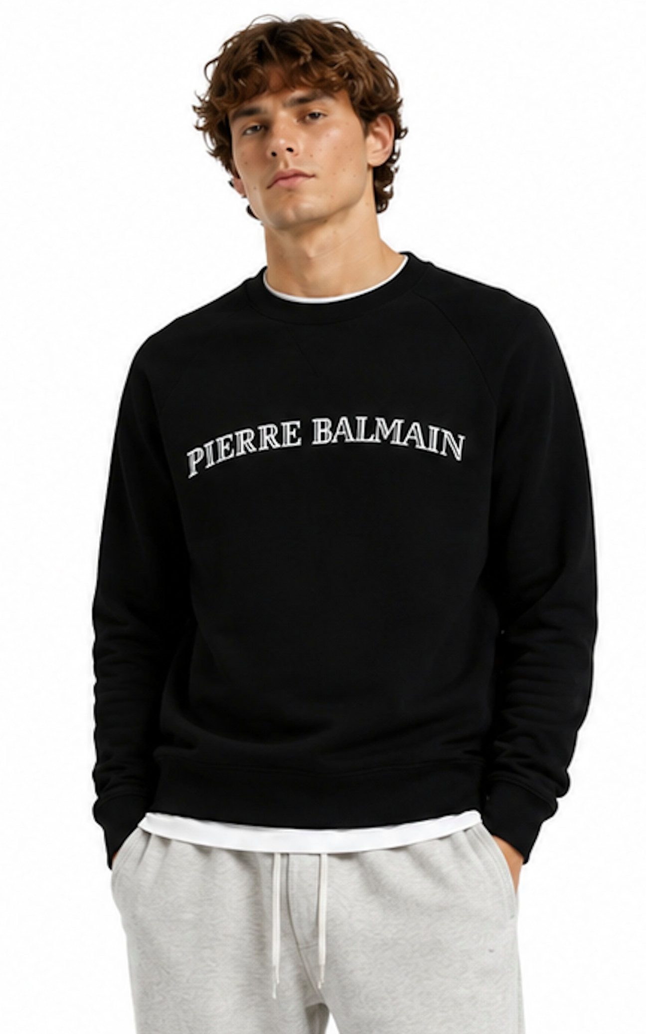 Balmain Paris Sweatshirt Pierre Balmain Pullover Sweater Relaxed Comfort Fit Gerippten Kragen mit elastischen Bündchen
