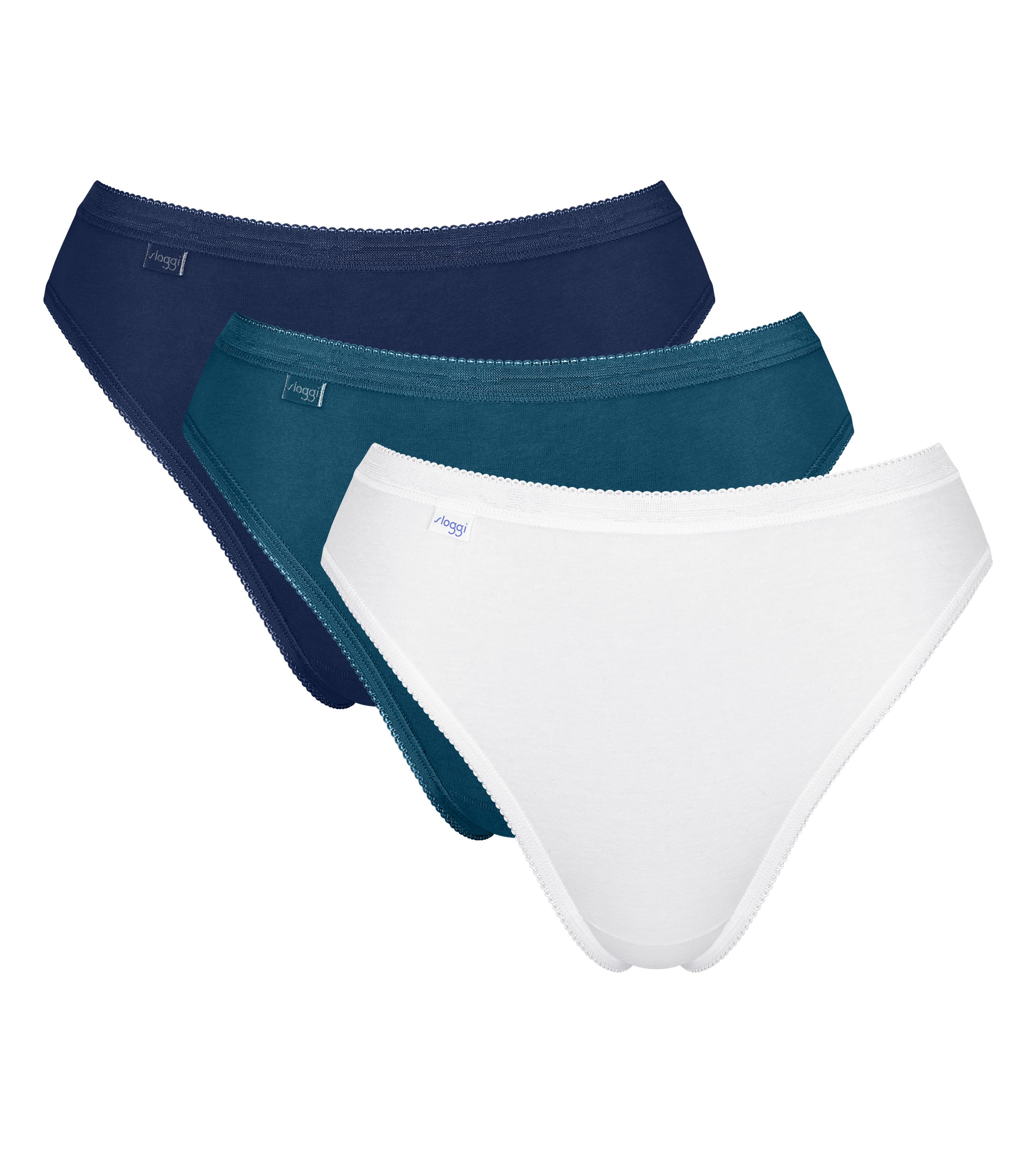 sloggi Taillenslip Basic+ Tai (3er Pack) mit hohem Beinausschnitt, Cotton-Mix, glatte Nähte
