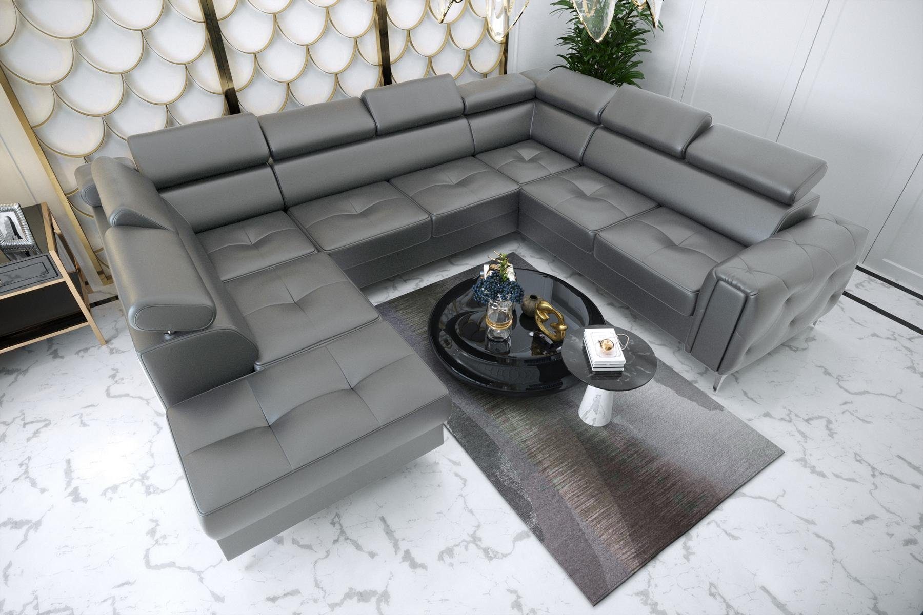 Stoffsofa U-Form Sofa, Grau Couch in Europe Made JVmoebel Sofa Wohnlandschaft modernes Design Ecksofa