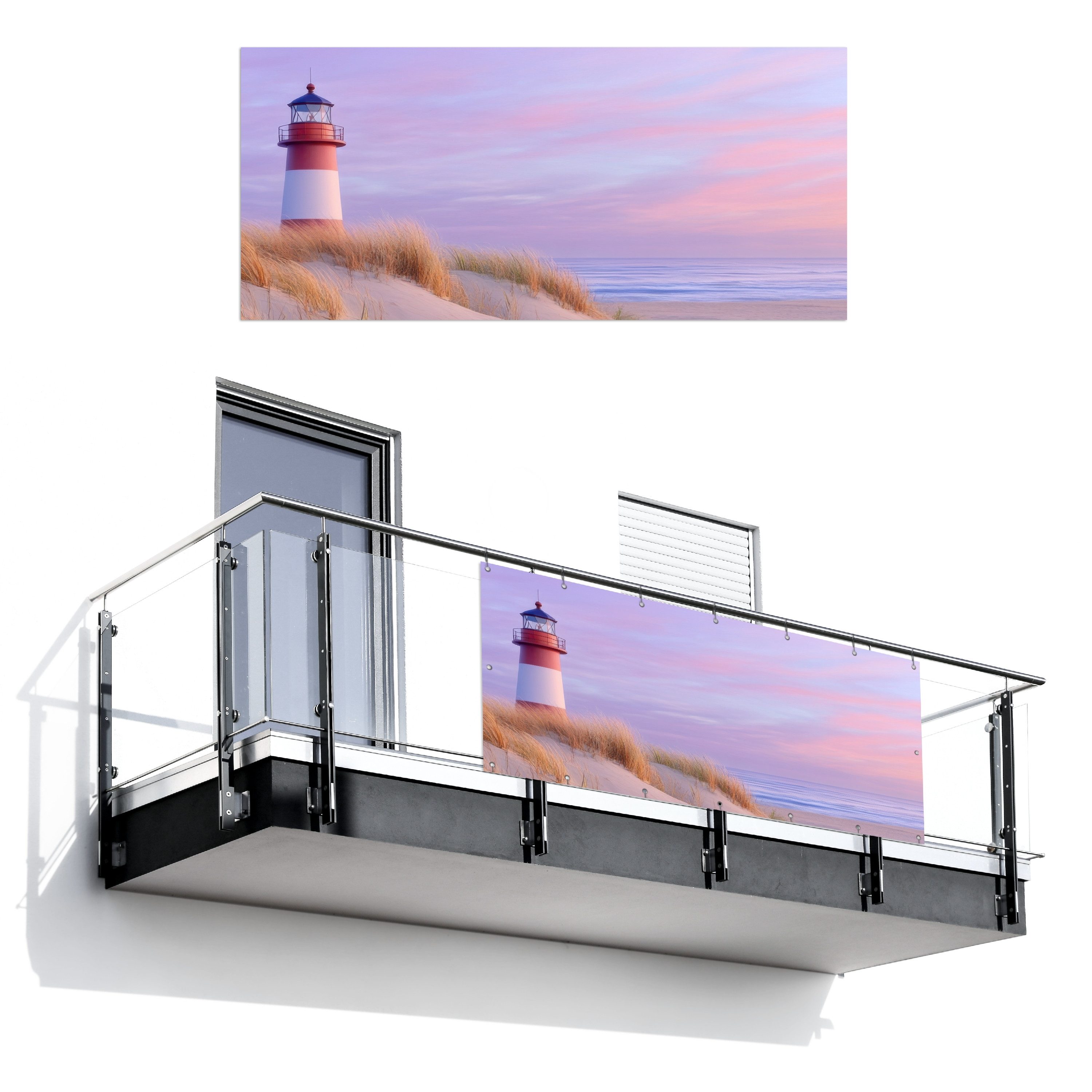MuchoWow Balkonsichtschutz Leuchtturm - Dünen - günstig online kaufen