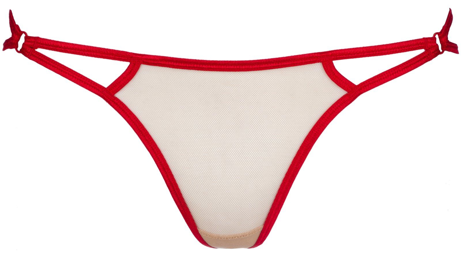String String in rot-beige mit floraler Spitze