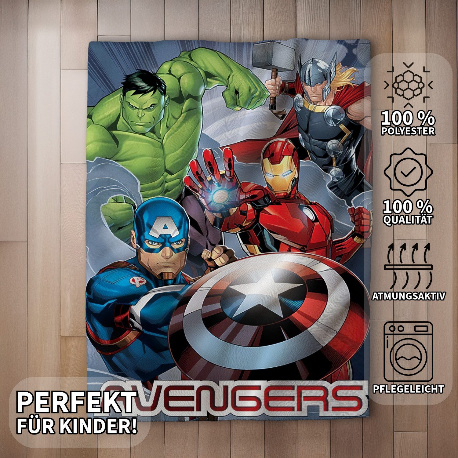 Wohndecke Avengers Superhelden Flauschdecke Wohndecke Flanell 110 x 150 cm, AY!Max, Langlebig