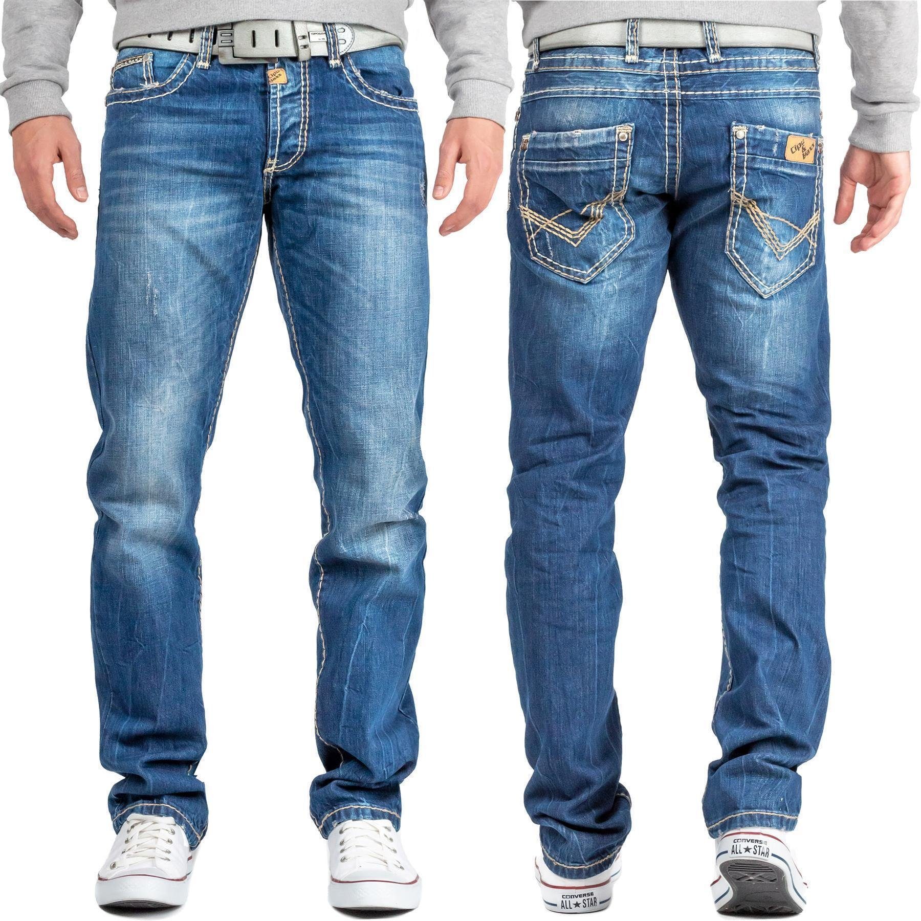 dicken & Nähten und Verzierungen BA-C0688 5-Pocket-Jeans mit Hose Cipo Baxx