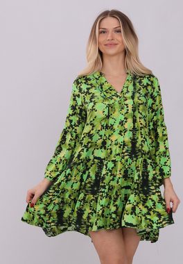 YC Fashion & Style Tunikakleid "Tropisches Flair Tuniika Kleid mit Abstract Print und Flattervolant" Alloverdruck, Boho, Hippie