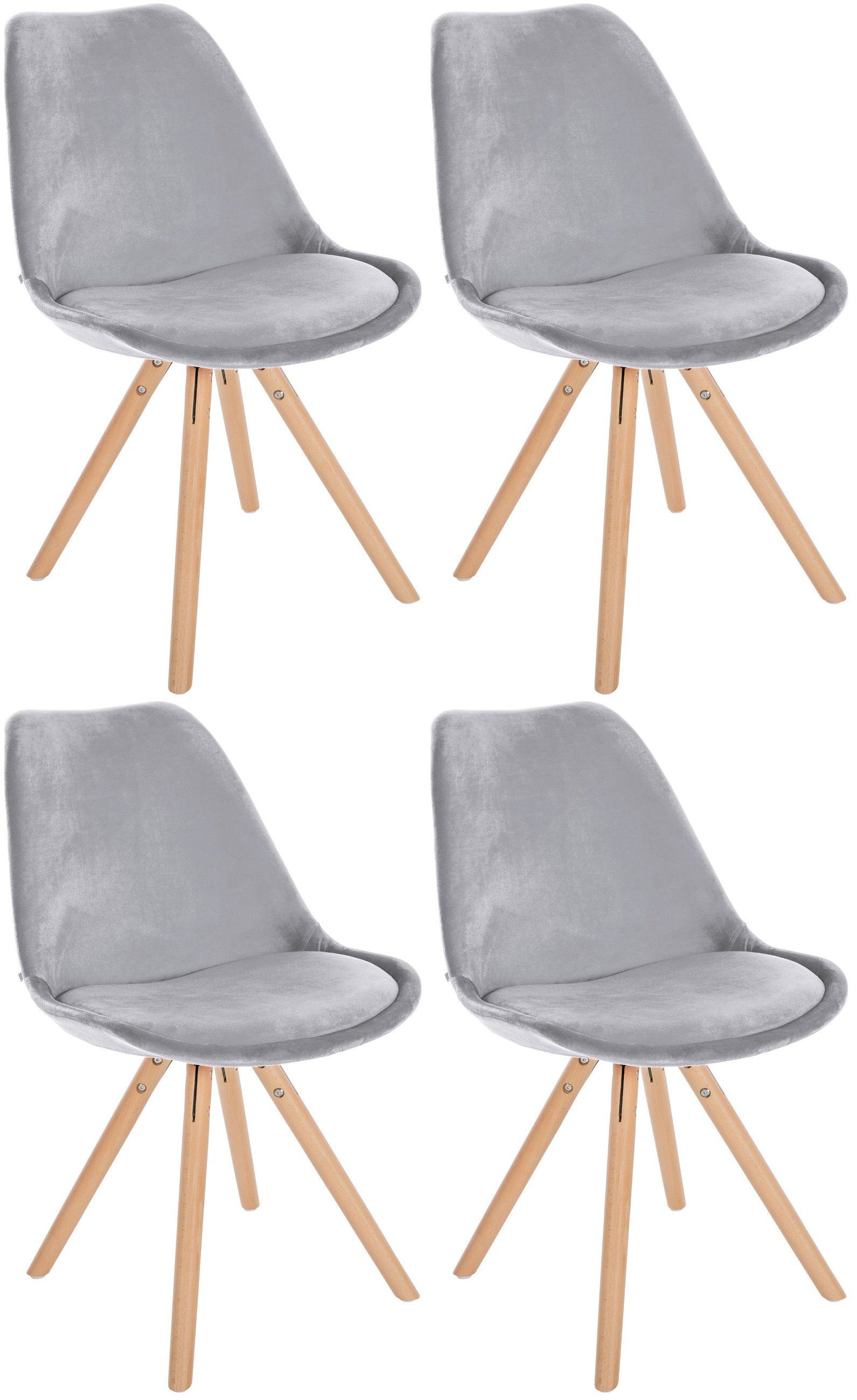 CLP Esszimmerstuhl Stühle Sofia Samt (4er Set), mit Holzgestell