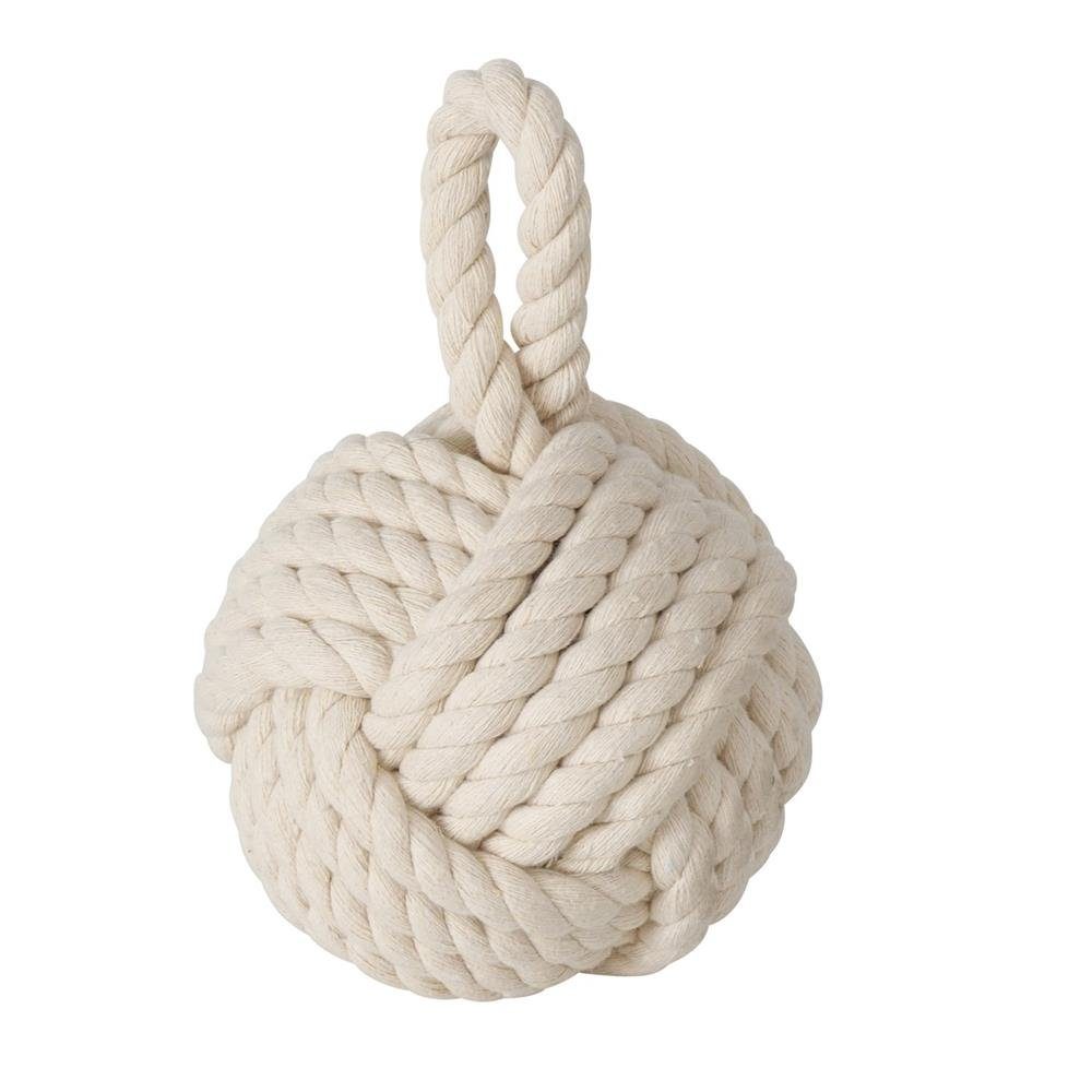 BOLTZE Türstopper Jute Knoten, Natur, Cremeweiß, 15 x 15 cm, mit praktischer Schlaufe