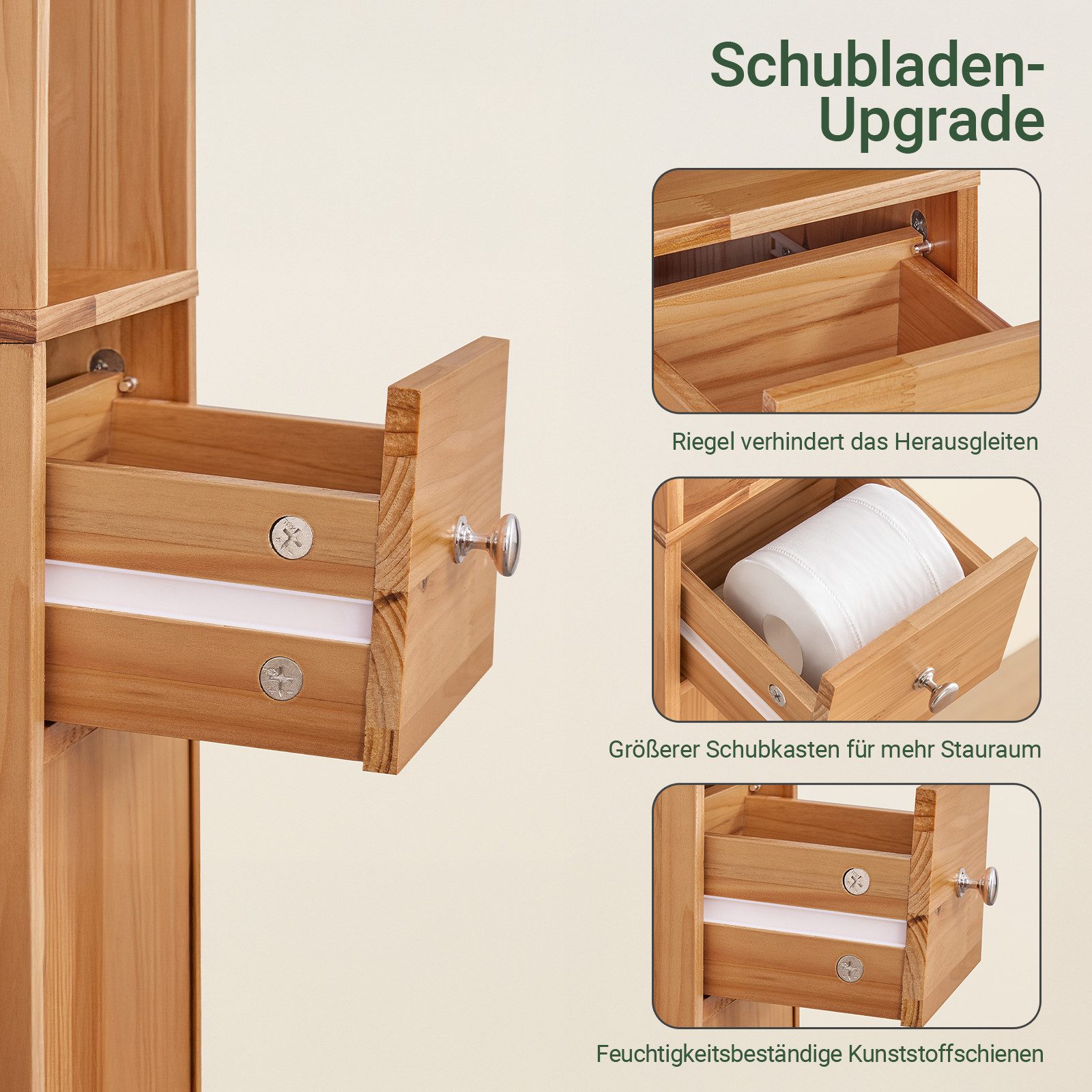 SoBuy Hochschrank BZR34, Badschrank schmal 20 cm, Badezimmerschrank, Hochschrank bad Badkommode, extra Stauraum für kleine Bäder, schlankes Design – Bild 4 von 5