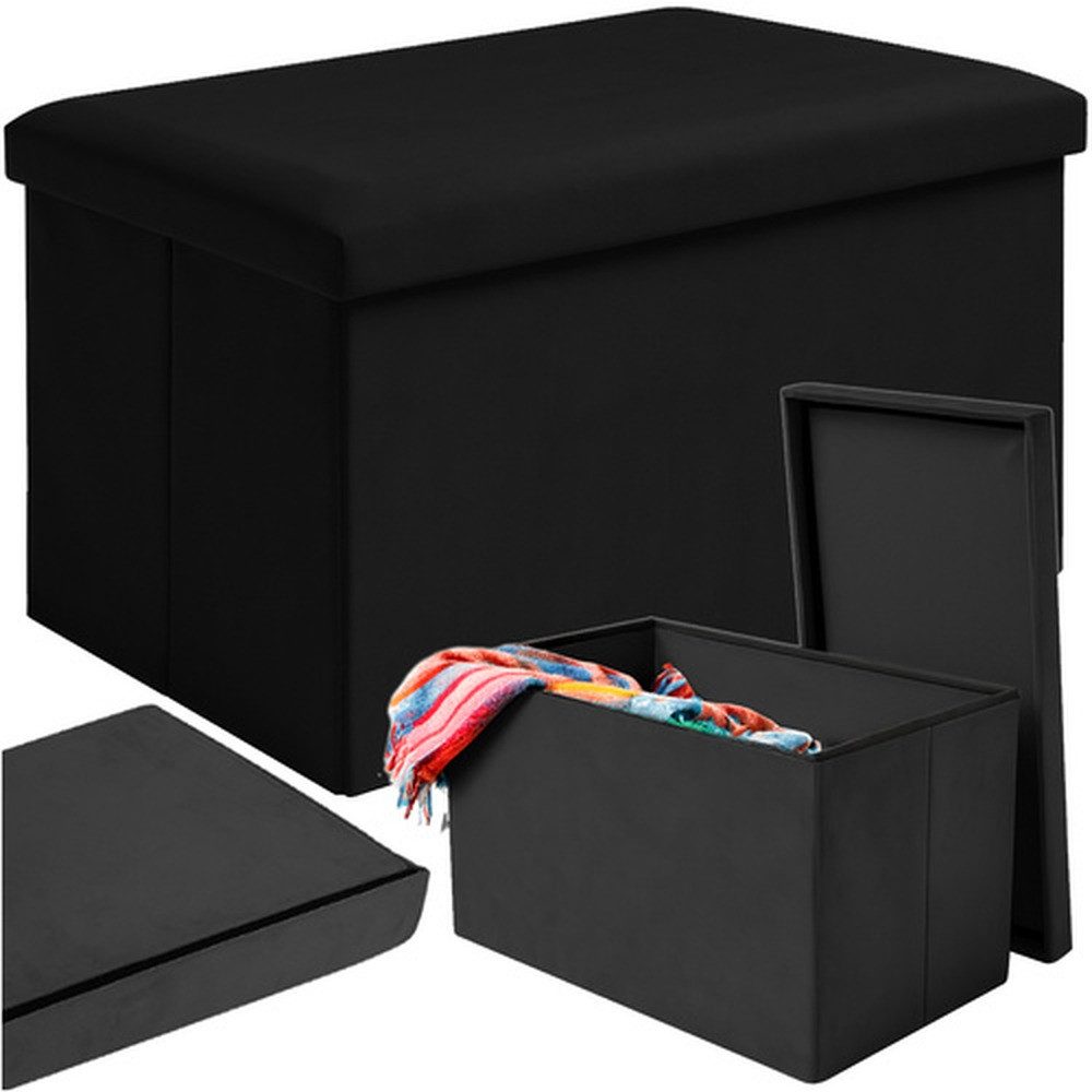 Ruhhy Pouf Hocker Sitzbox Samtpouf (Spar-Set, 1-St., platzsparend), Eleganter Samtpouf mit 54 l Stauraum, ideal für Decken