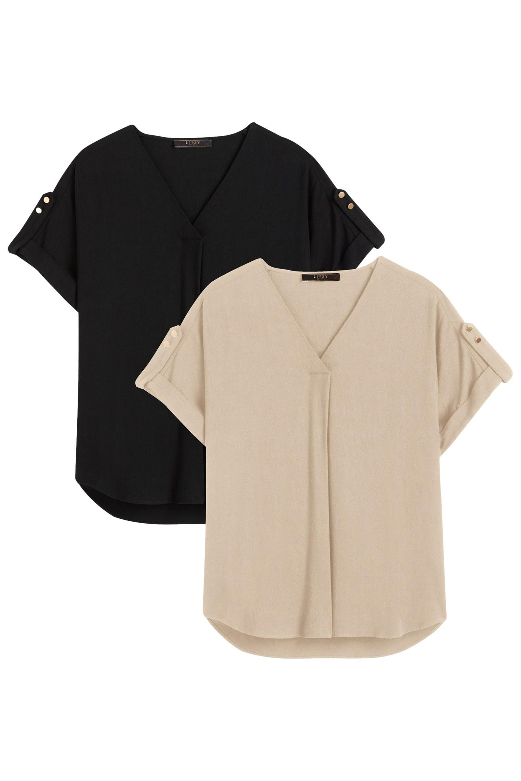 LIPSY V-Shirt Lipsy Regular Fit Oberteil, V-Ausschnitt, 2er-Pack (2-tlg)