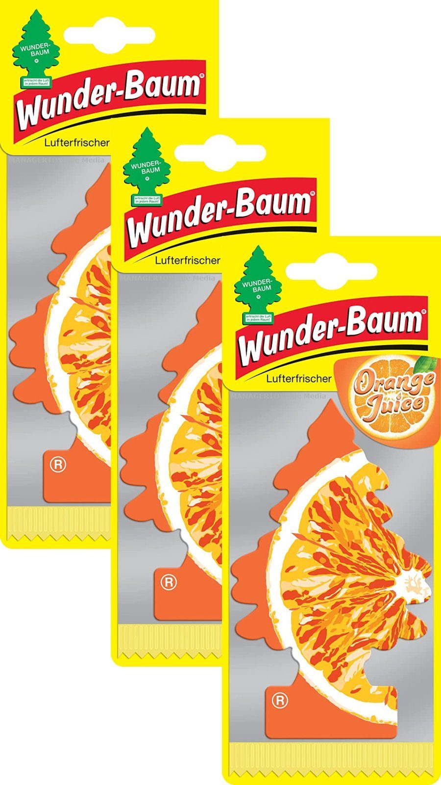 Wunder-Baum Dekohänger Orange Mandarine Wunderbaum Duftbäumchen 3er 3 Set Lufterfrischer