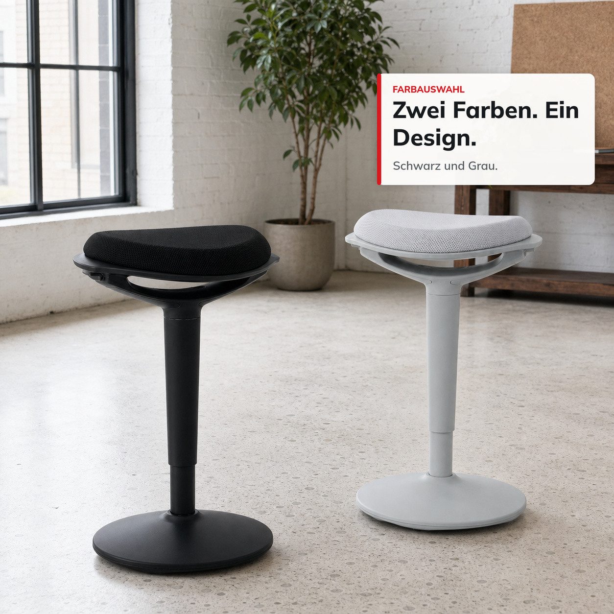 Floordirekt Sitzhocker Ergonomischer Elio höhenverstellbar 360° drehbar mit Wippfunktion, Ergonomisches Design – Bild 2 von 5