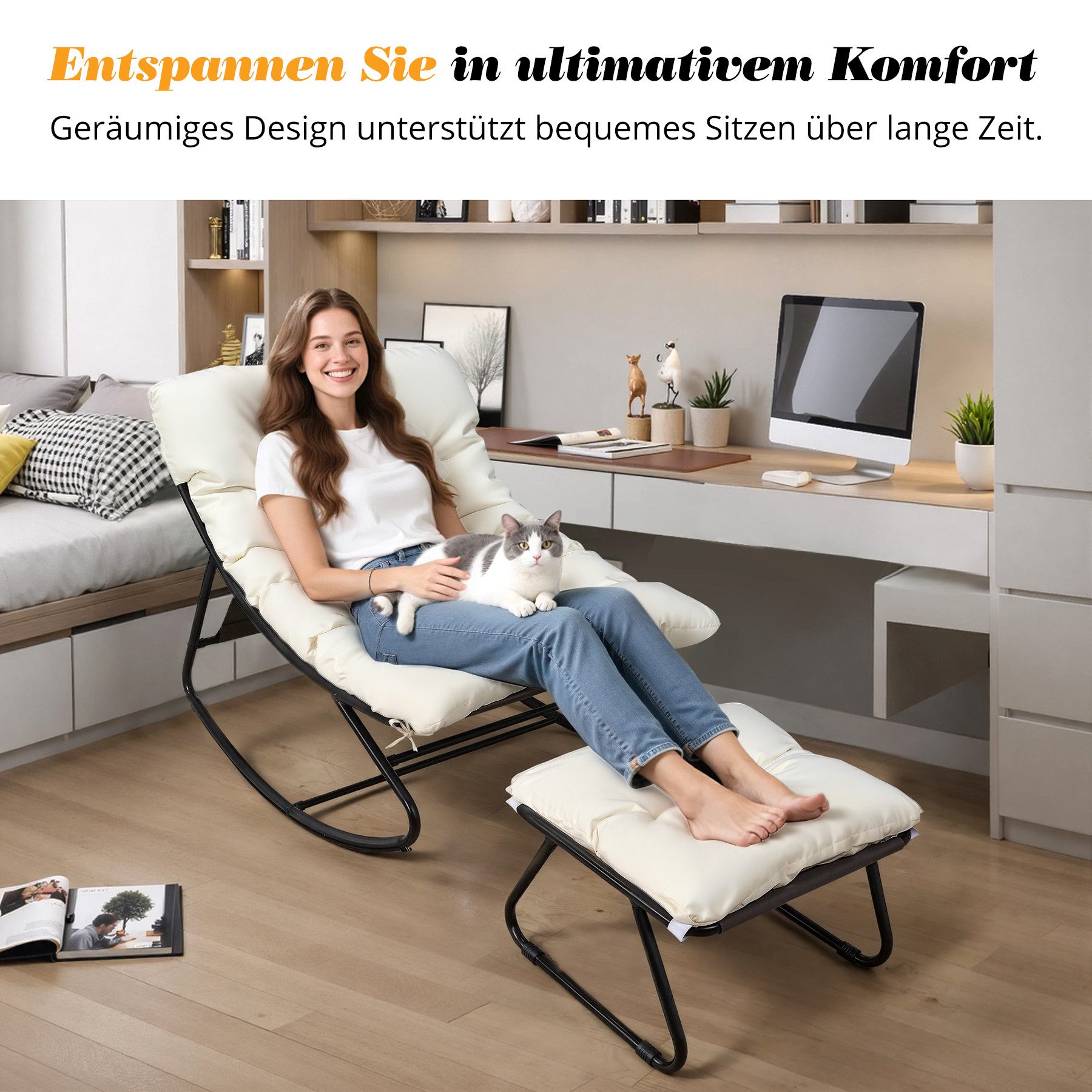HomeMiYN Loungesessel Loungesessel Sessel Wohnzimmer Gartenliege mit Wendekissen (2er set,bestehend aus sessel mit Gepolsterten Kissen), für kinder,2 erwachsene
