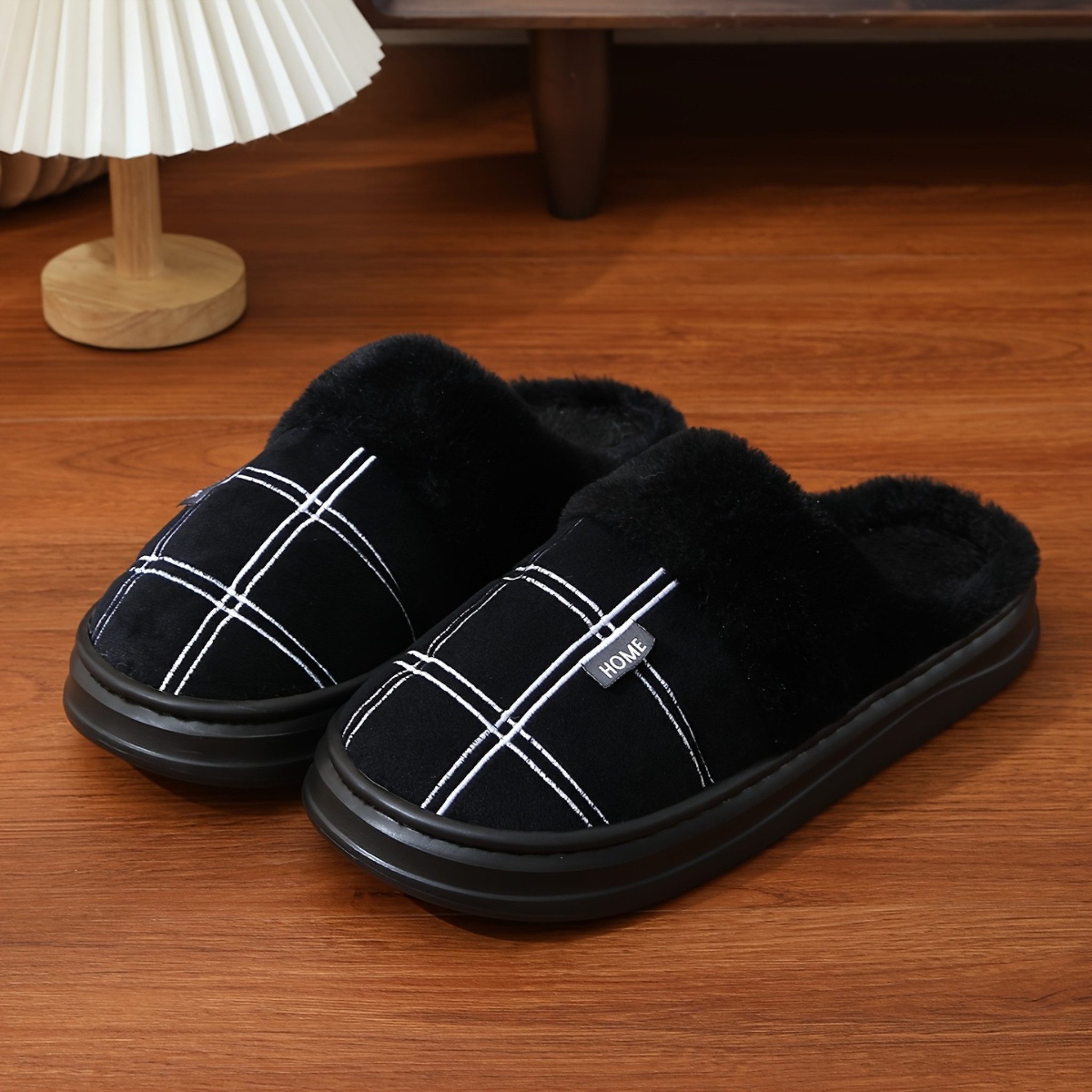 NEXORA Hausschuhe Damen Herren gefüttert rutschhemmend grau schwarz Hausschuh (Paar, Paar) Weich gefüttert, rutschhemmend, warm, bequem, kuschelig, Unisex