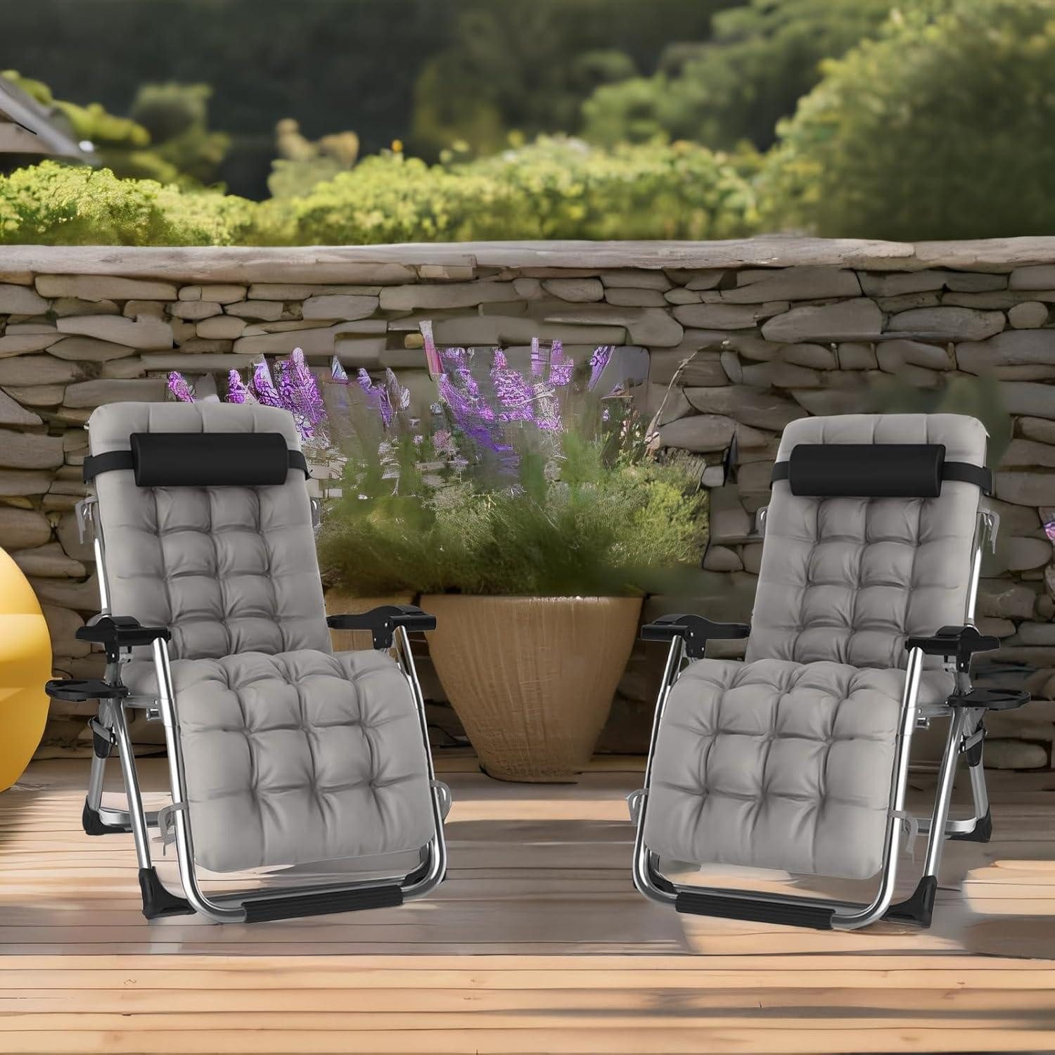 DQCHAIR Gartenliege Lehnender Schwerelosigkeits-Stuhl für Patio-Garten-Stra günstig online kaufen