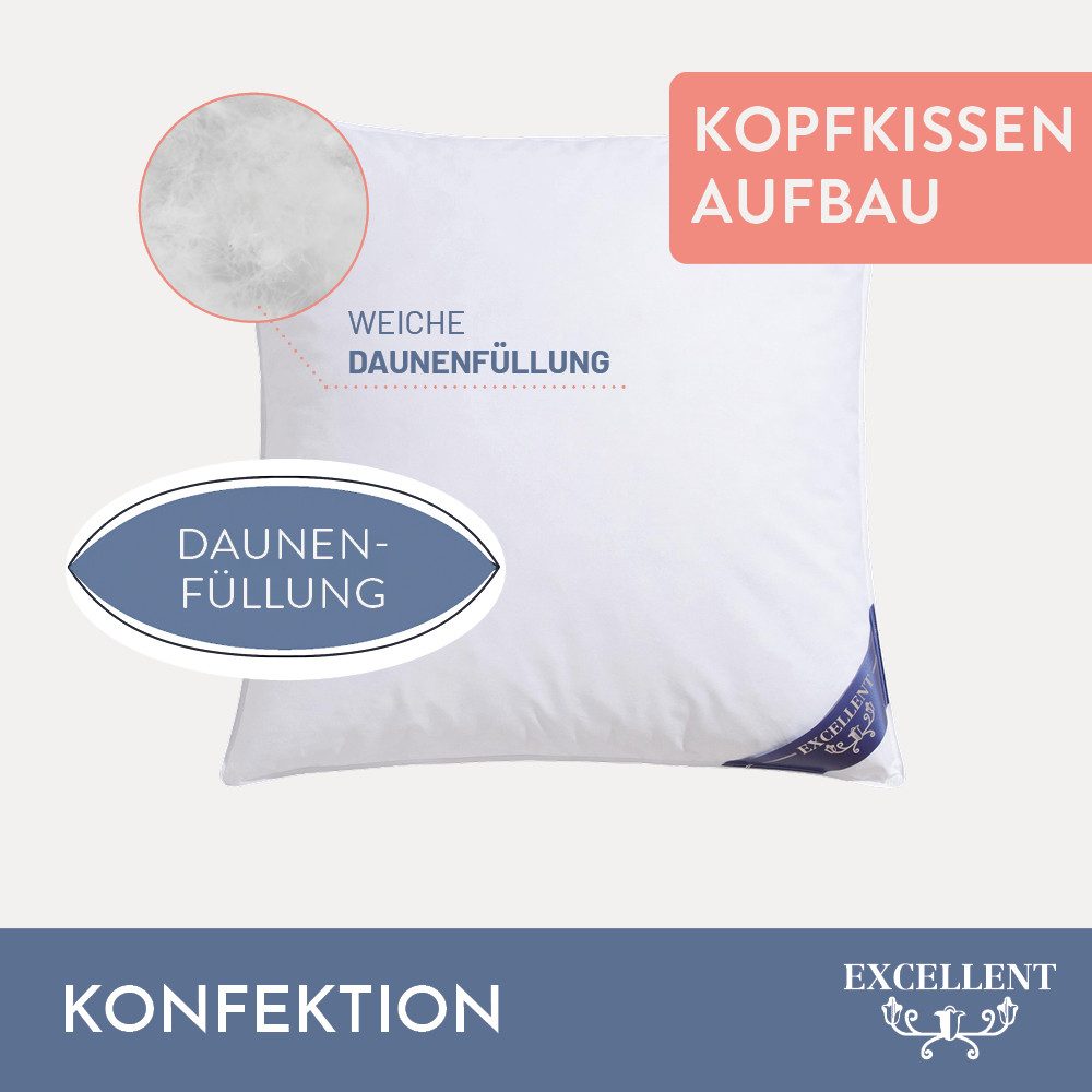 Excellent Kopfkissen Venedig, Kuschel- oder Kopfkissen 1-tlg. oder 2 -tlg., Daunen & Federn, Füllung: 85% Federn / 15% Daunen, Bezug: 100% Baumwolle, Seitenschl – Bild 5 von 5