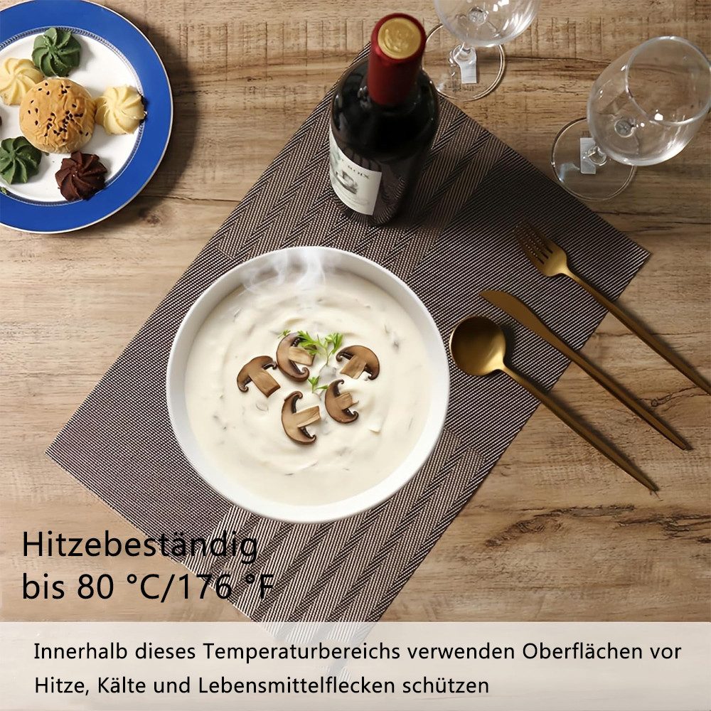 TUWENA Platzset 6er Set Platzsets rutschfest PVC, Platzdeckchen für Zuhause Restaurant – Bild 4 von 5