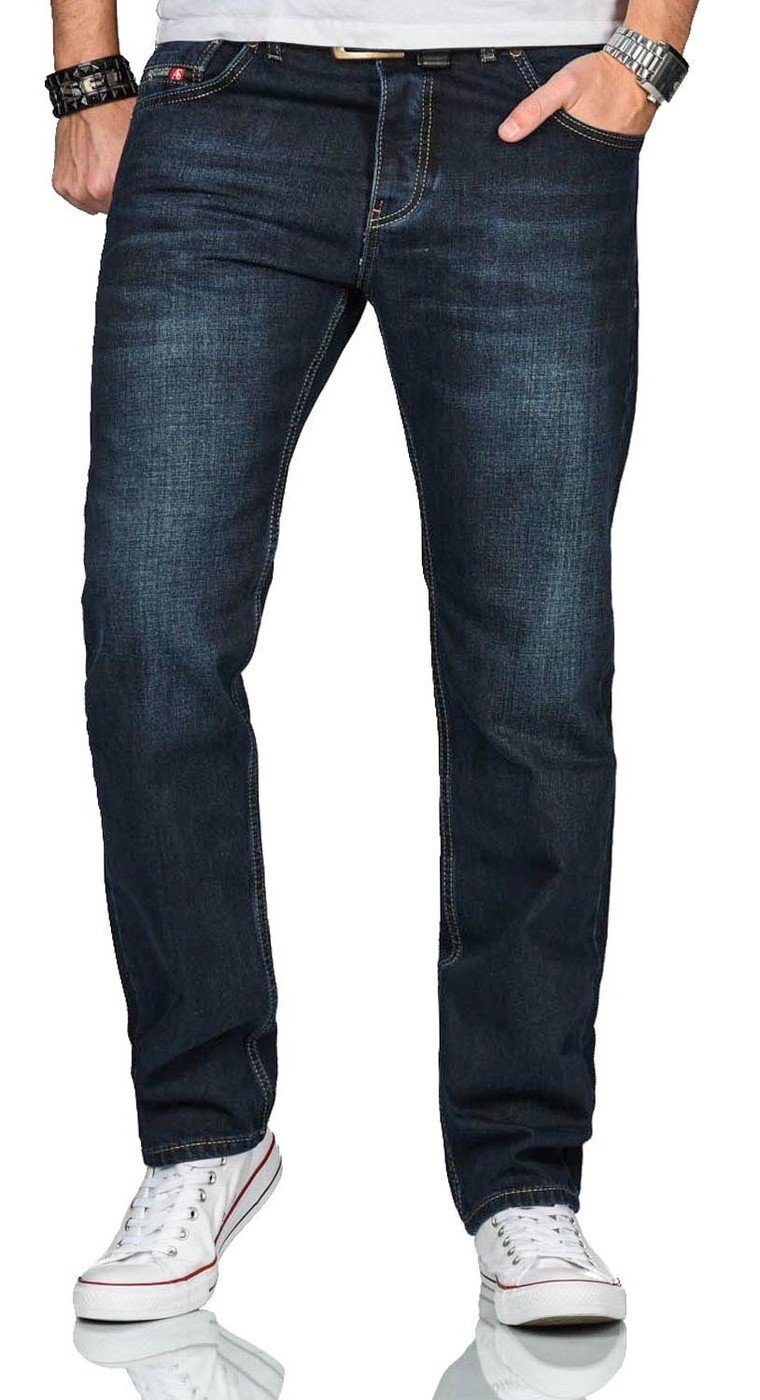 Alessandro Salvarini geradem mit Straight-Jeans ASBeppo Bein dunkelblau