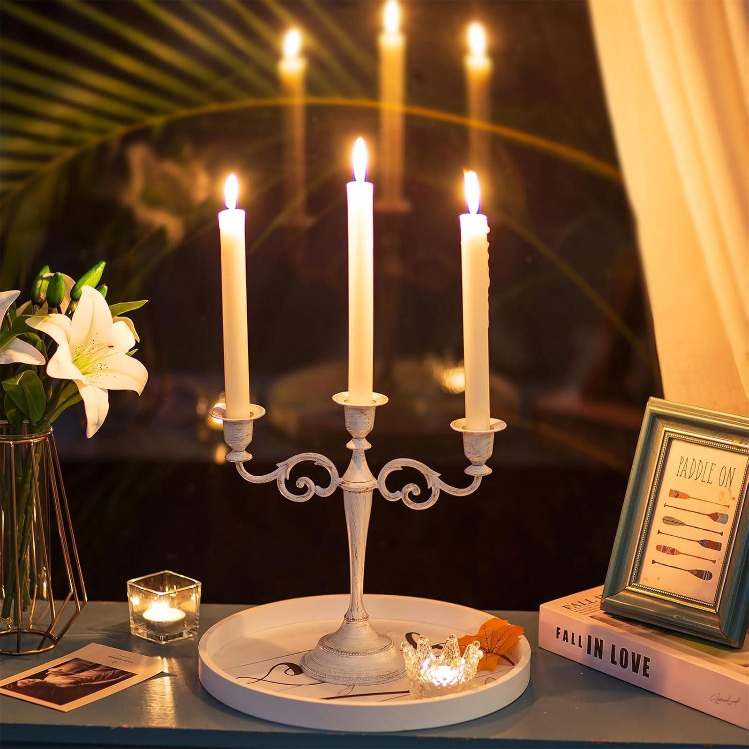 LuxusKollektion Kandelaber Kerzenständer 3-Armig Vintage Weiß für Stab- und günstig online kaufen