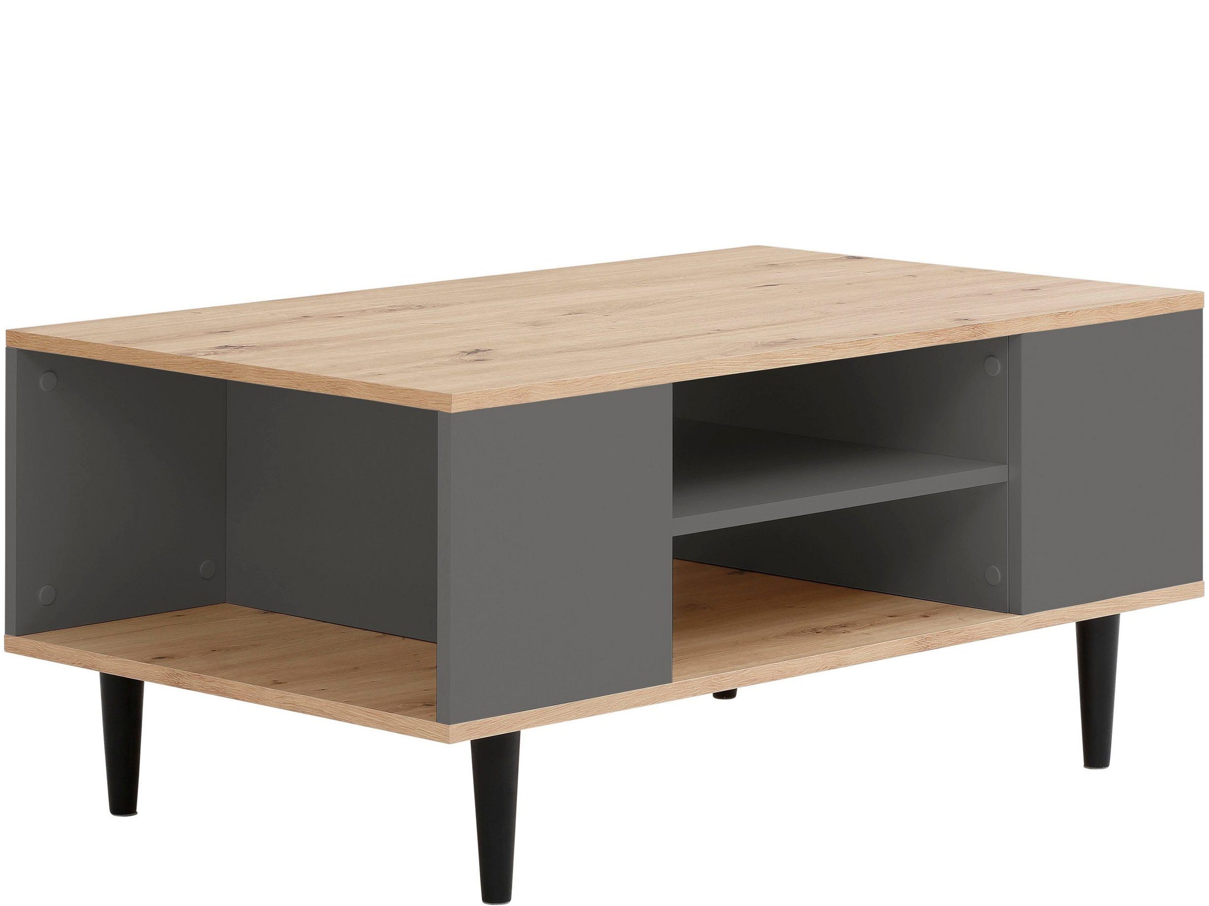 loft24 bietet aus Holz, Legolas, eiche/anthrazit modernen Design cm 100 FSC Couchtisch Breite viel Stauraum,